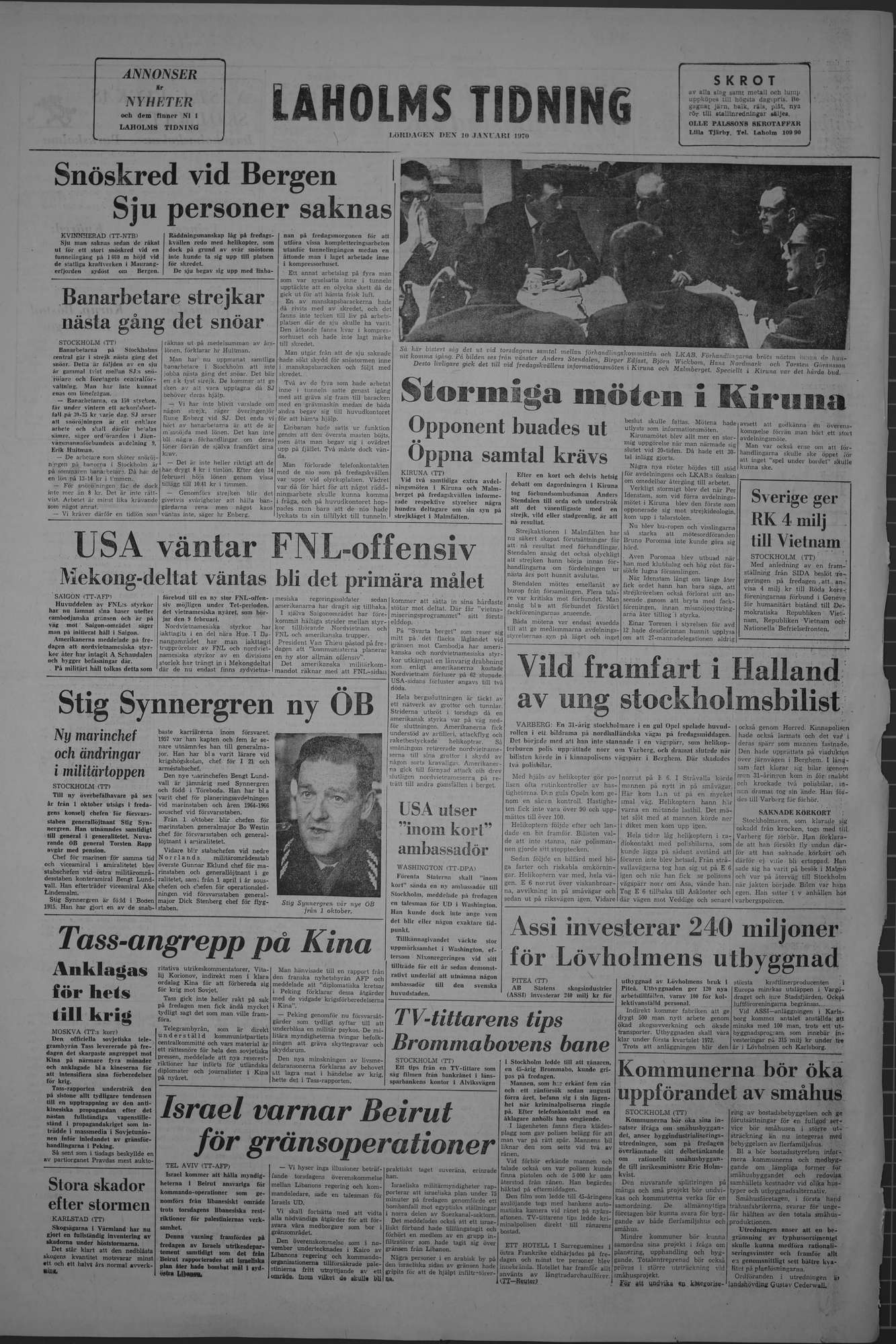 Laholms Tidning Lördag 10 januari 1970, sida 8