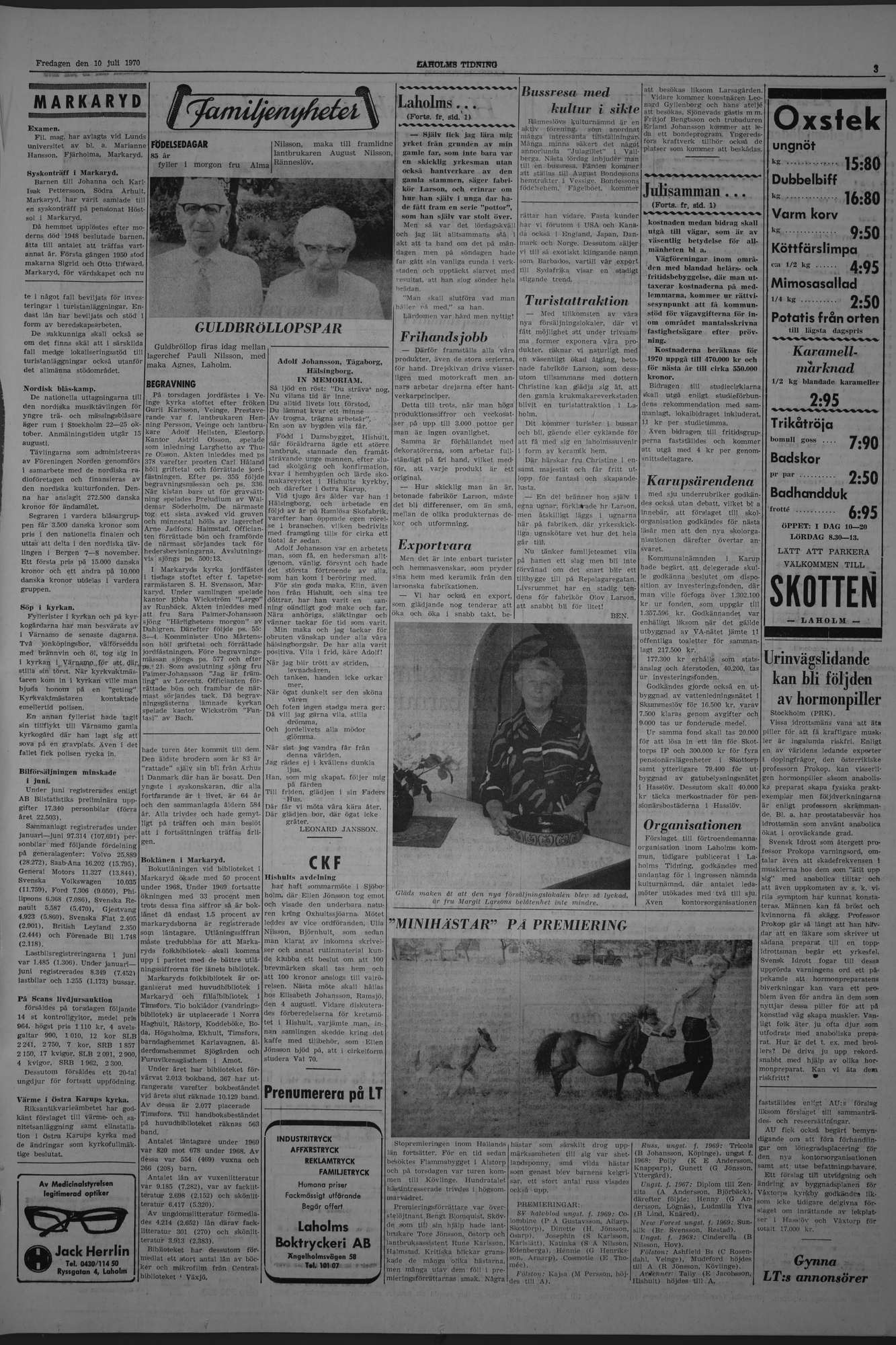 Laholms Tidning Fredag 10 juli 1970, sida 3