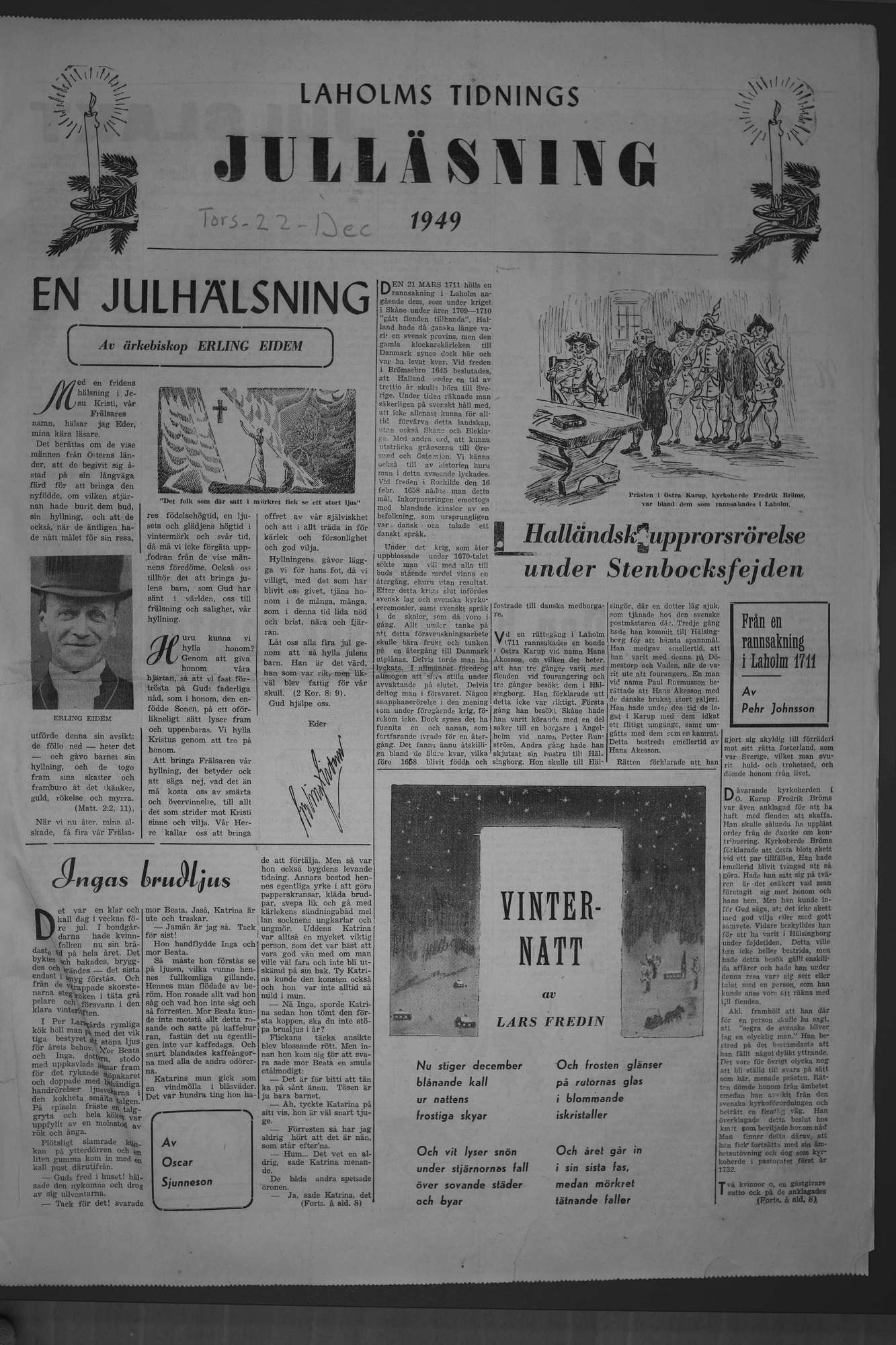 Laholms Tidning Torsdag 22 december 1949, sida 9