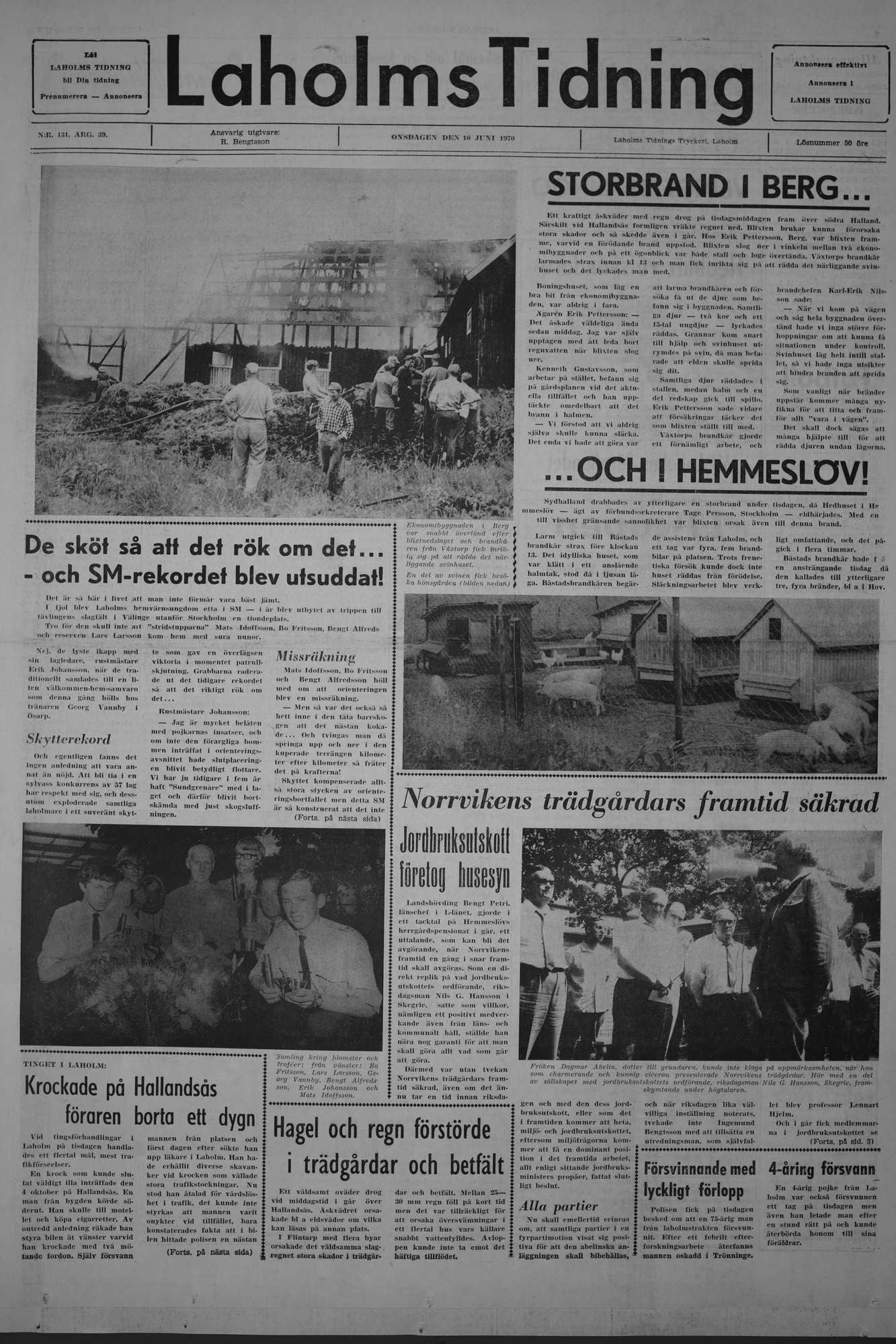 Laholms Tidning Onsdag 10 juni 1970, sida 1