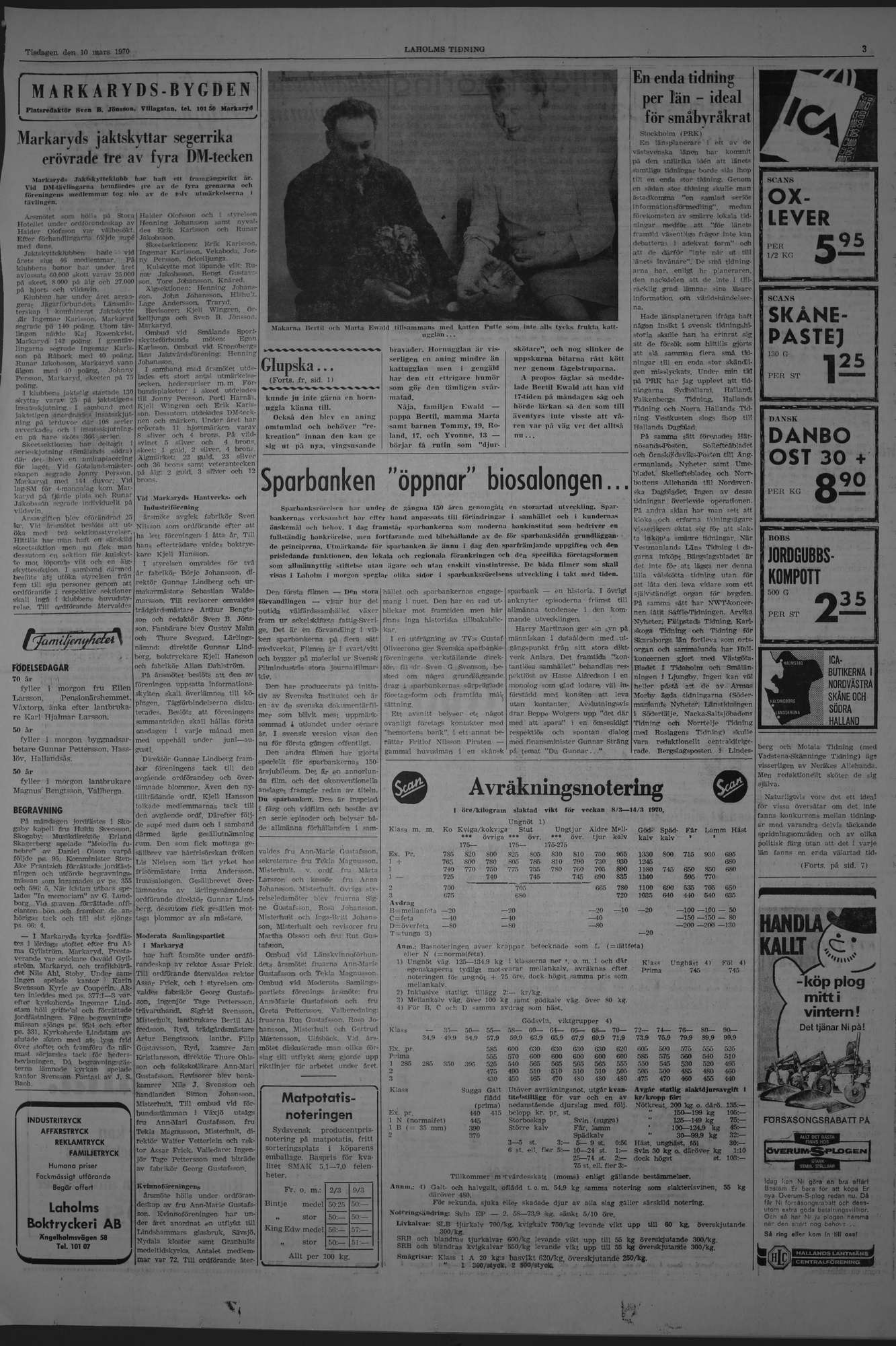 Laholms Tidning Tisdag 10 mars 1970, sida 3