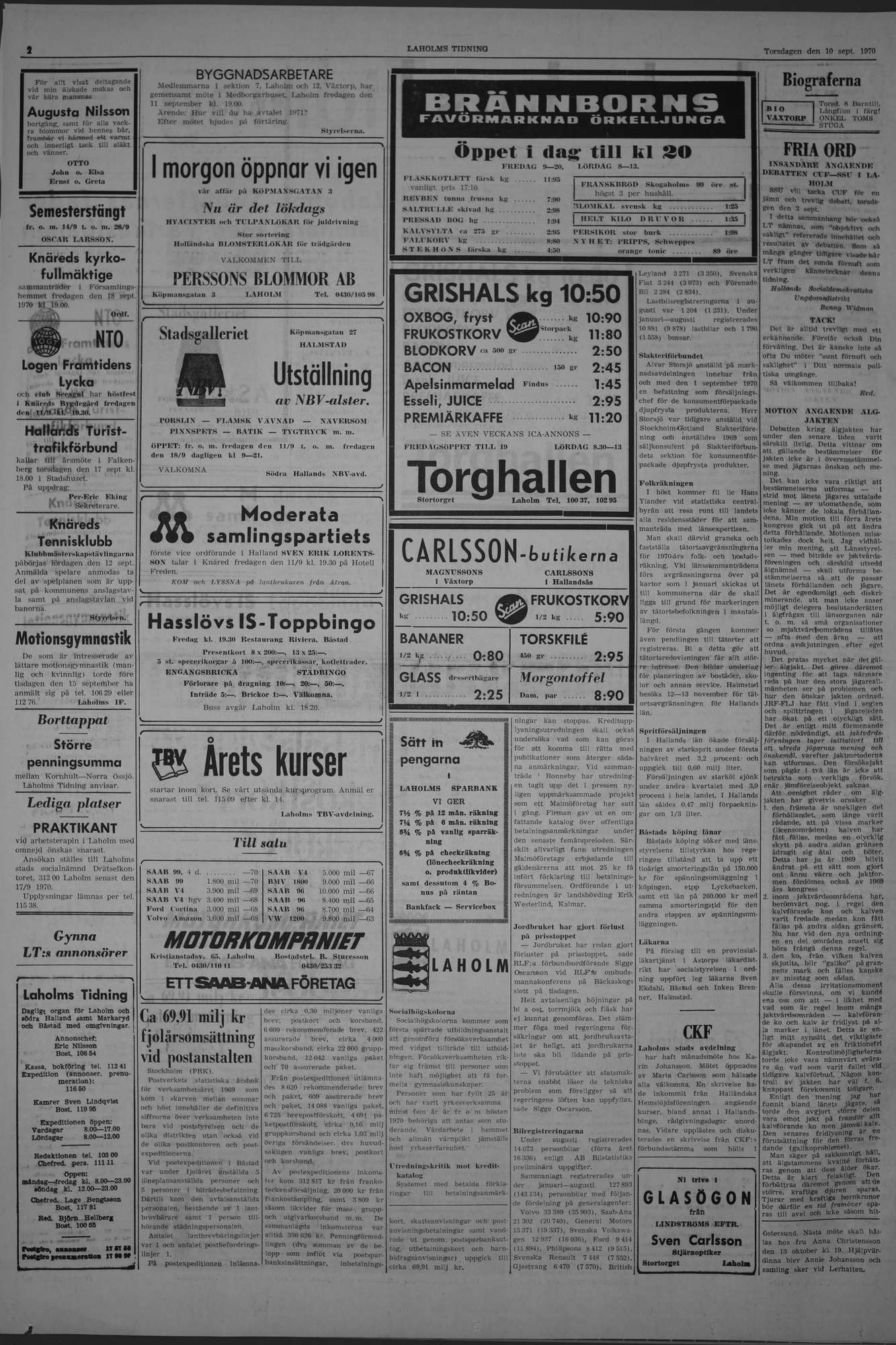 Laholms Tidning Torsdag 10 september 1970, sida 2