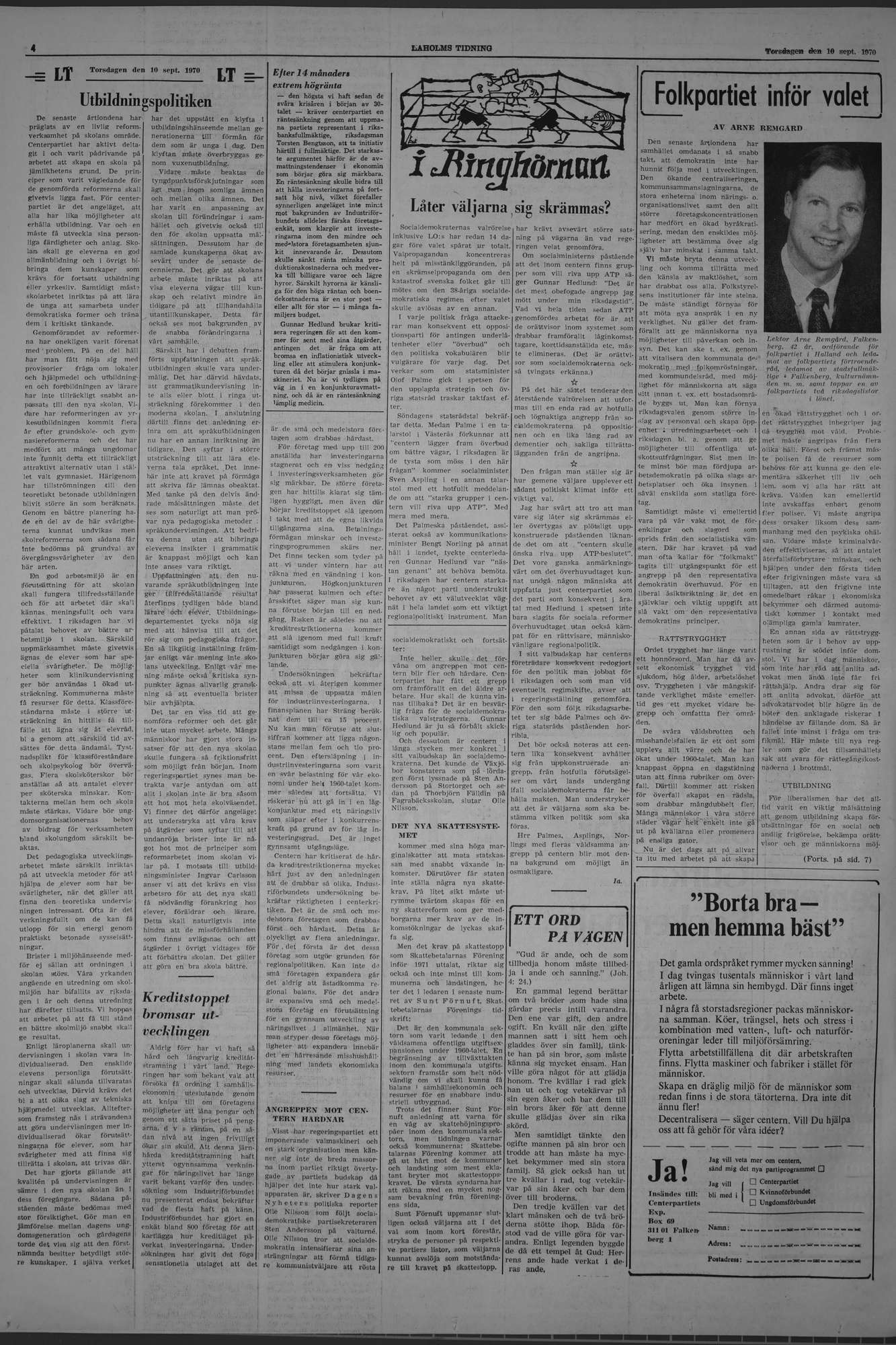 Laholms Tidning Torsdag 10 september 1970, sida 4
