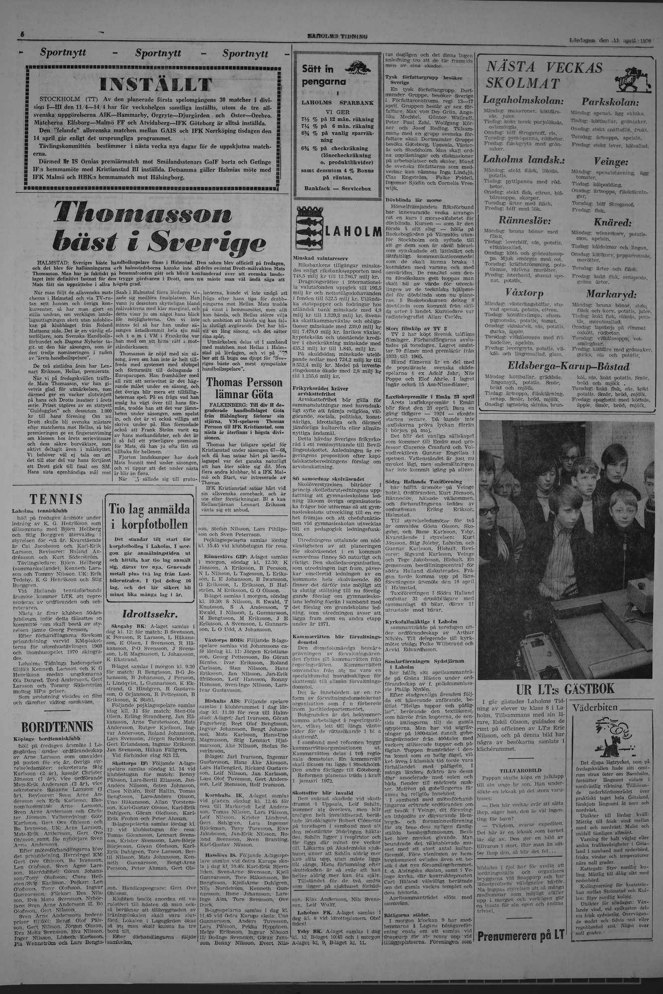 Laholms Tidning Lördag 11 april 1970, sida 6