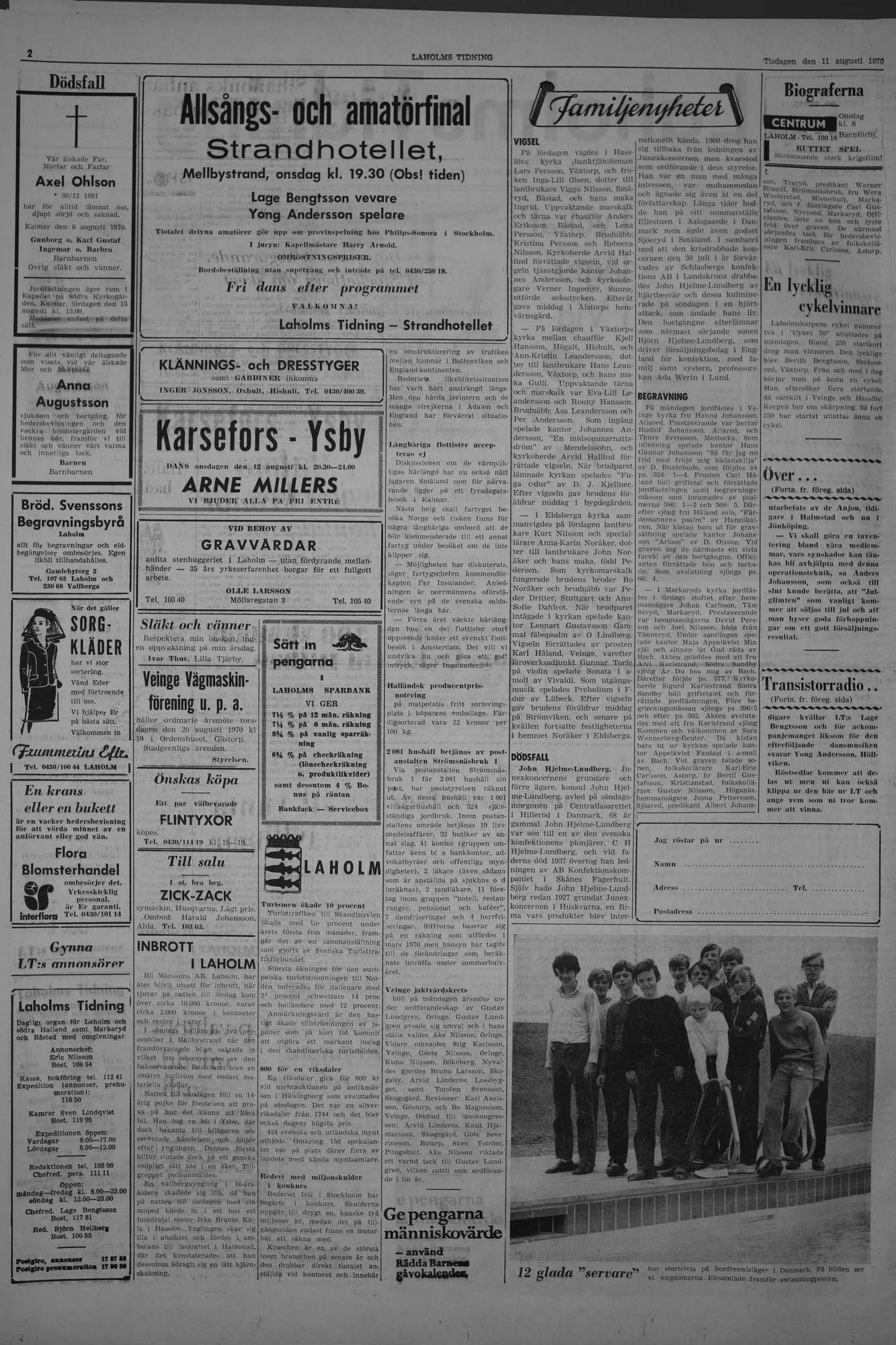 Laholms Tidning Tisdag 11 augusti 1970, sida 2