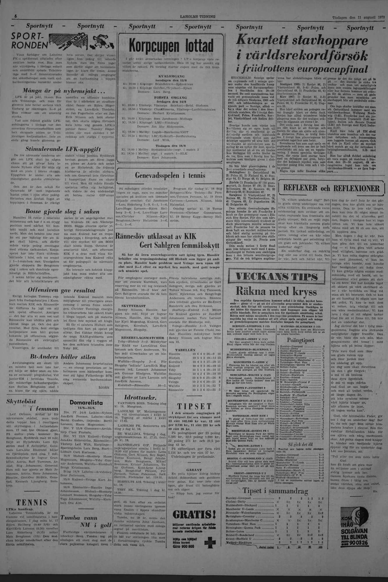 Laholms Tidning Tisdag 11 augusti 1970, sida 6