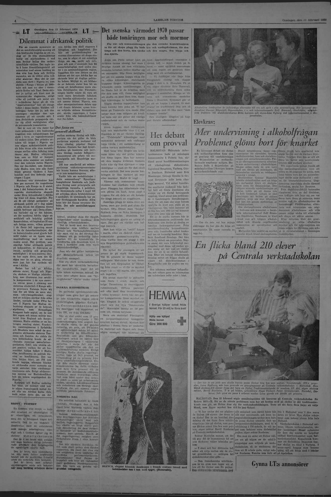 Laholms Tidning Onsdag 11 februari 1970, sida 4