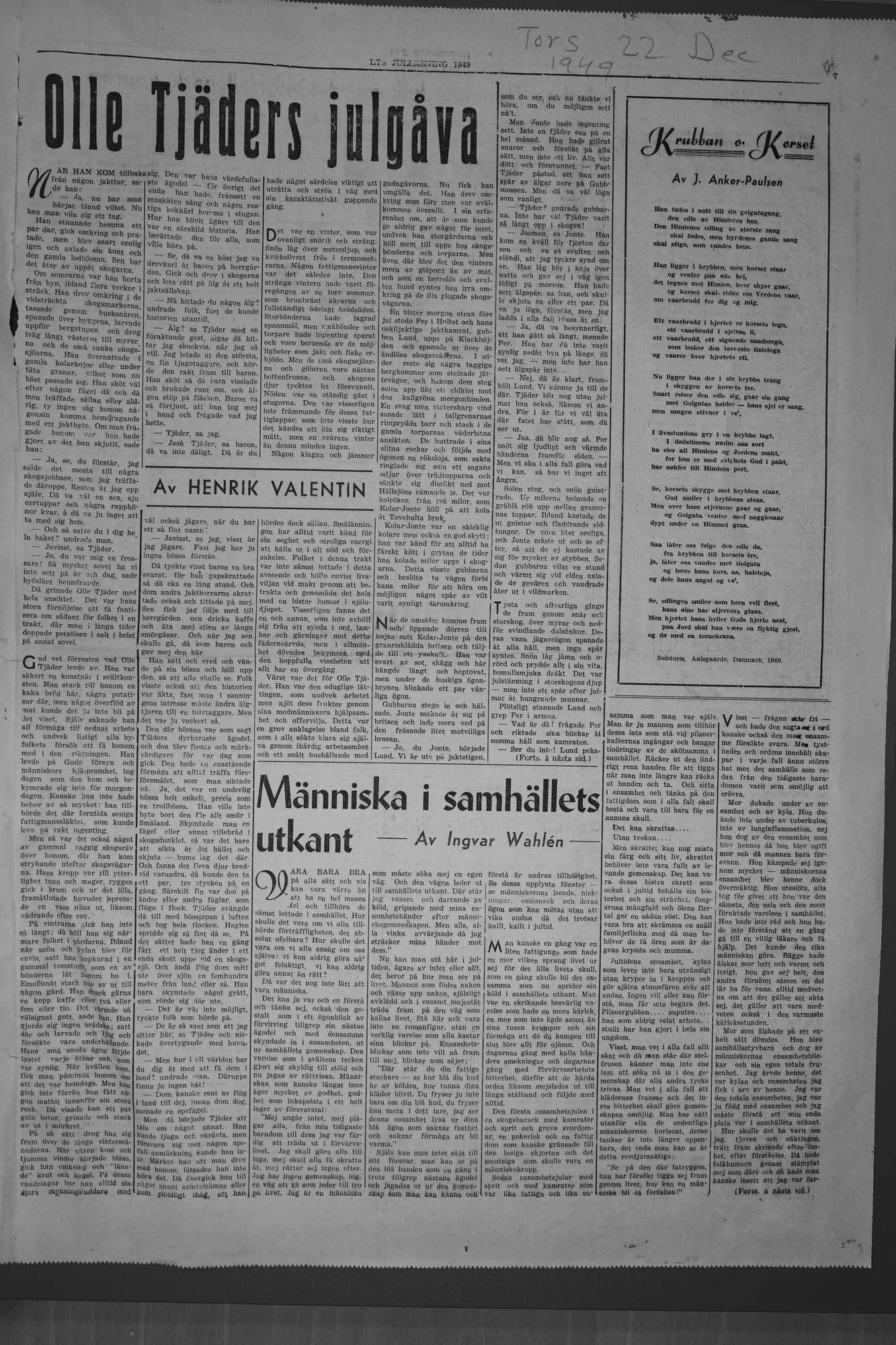 Laholms Tidning Torsdag 22 december 1949, sida 15