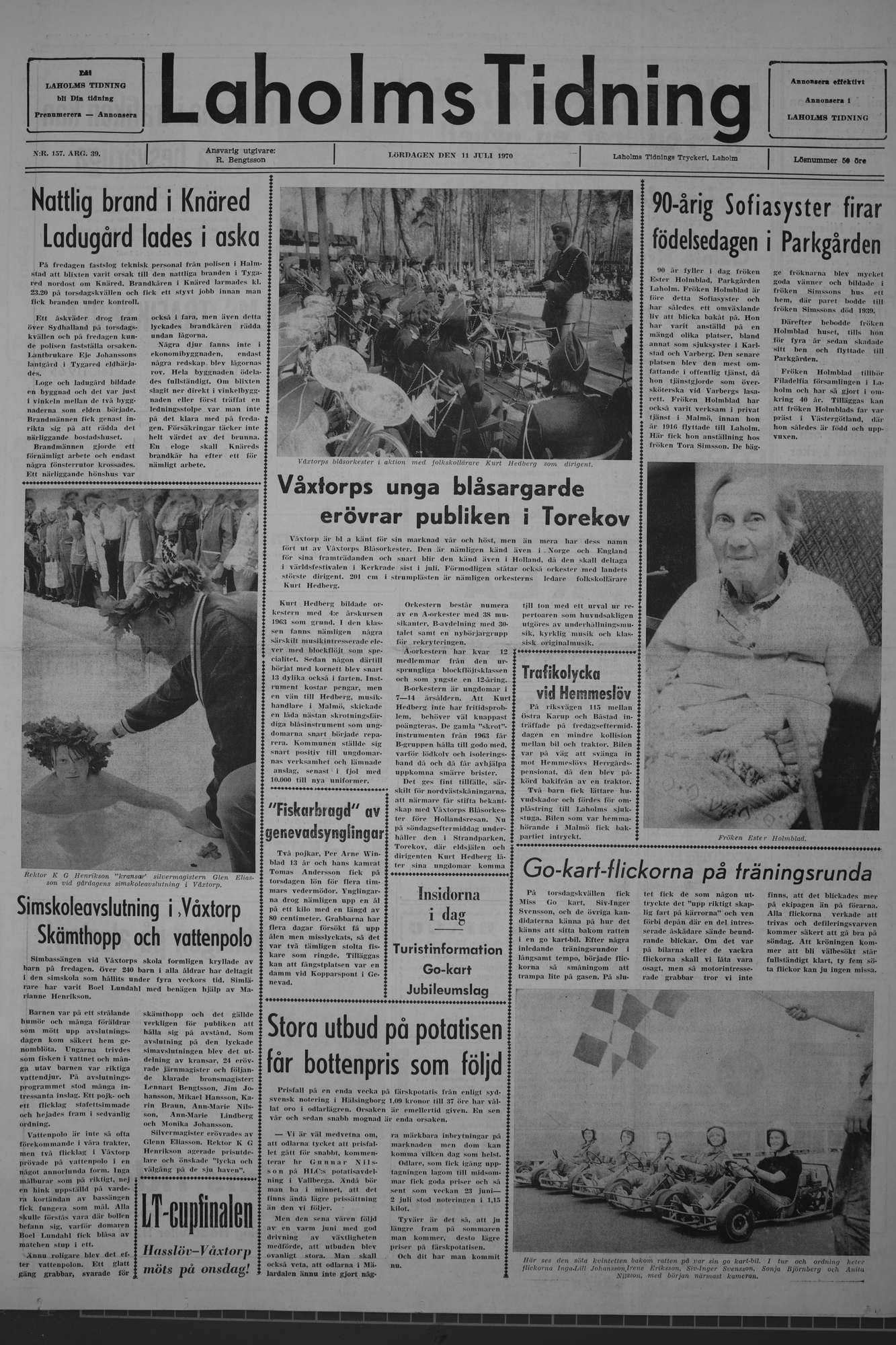 Laholms Tidning Lördag 11 juli 1970, sida 1