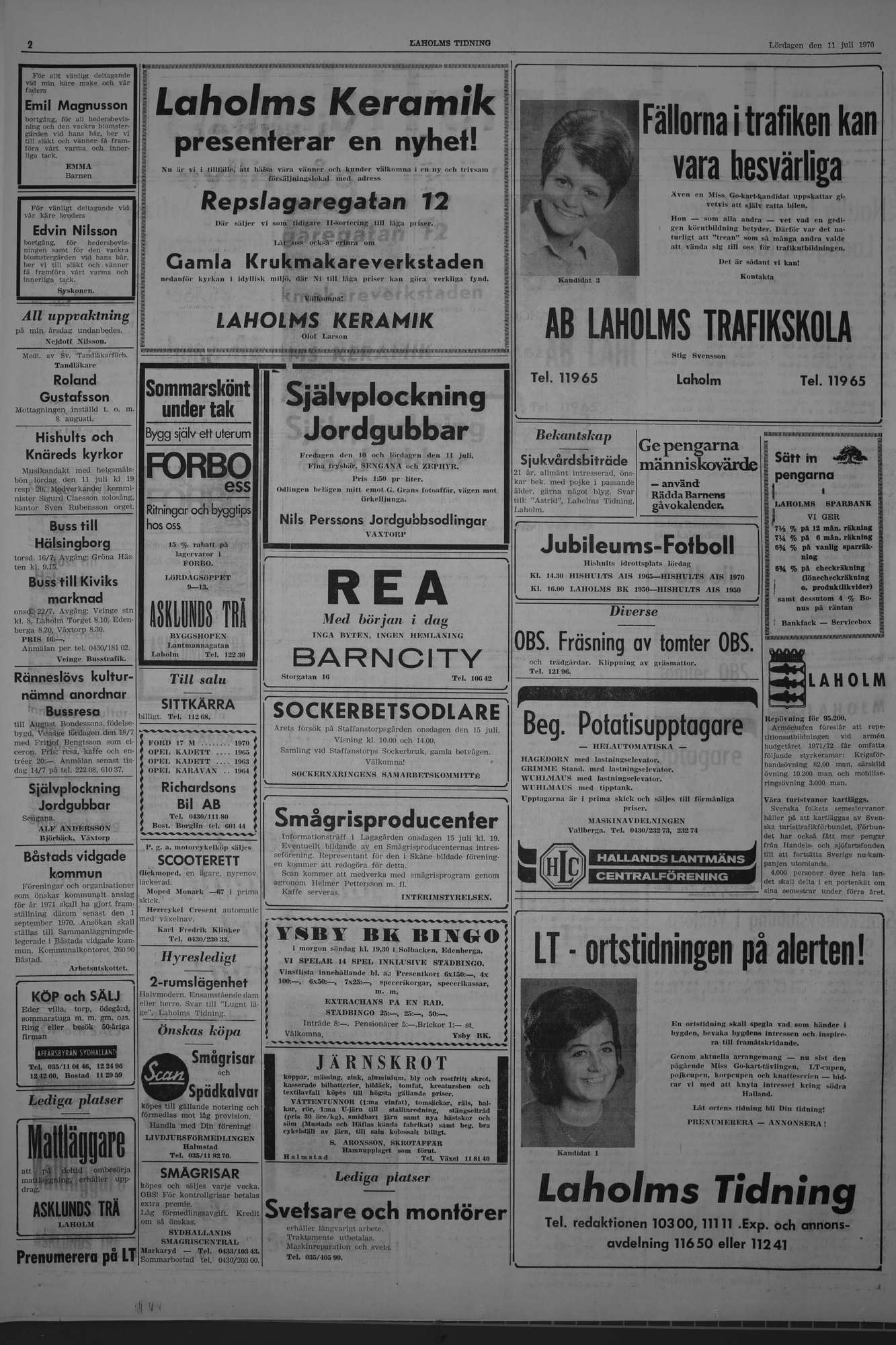 Laholms Tidning Lördag 11 juli 1970, sida 2