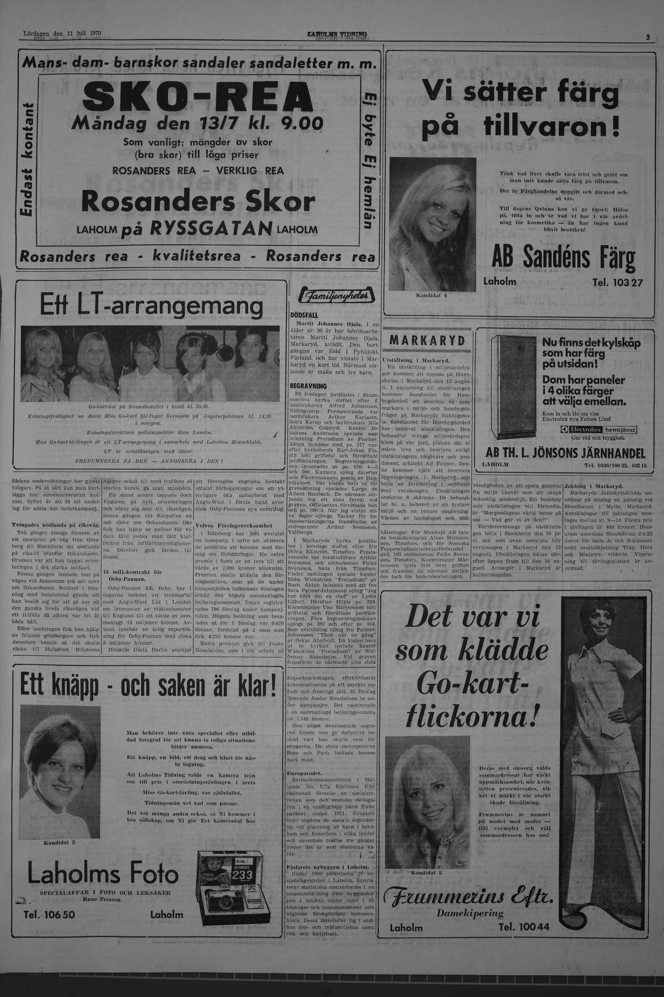 Laholms Tidning Lördag 11 juli 1970, sida 3