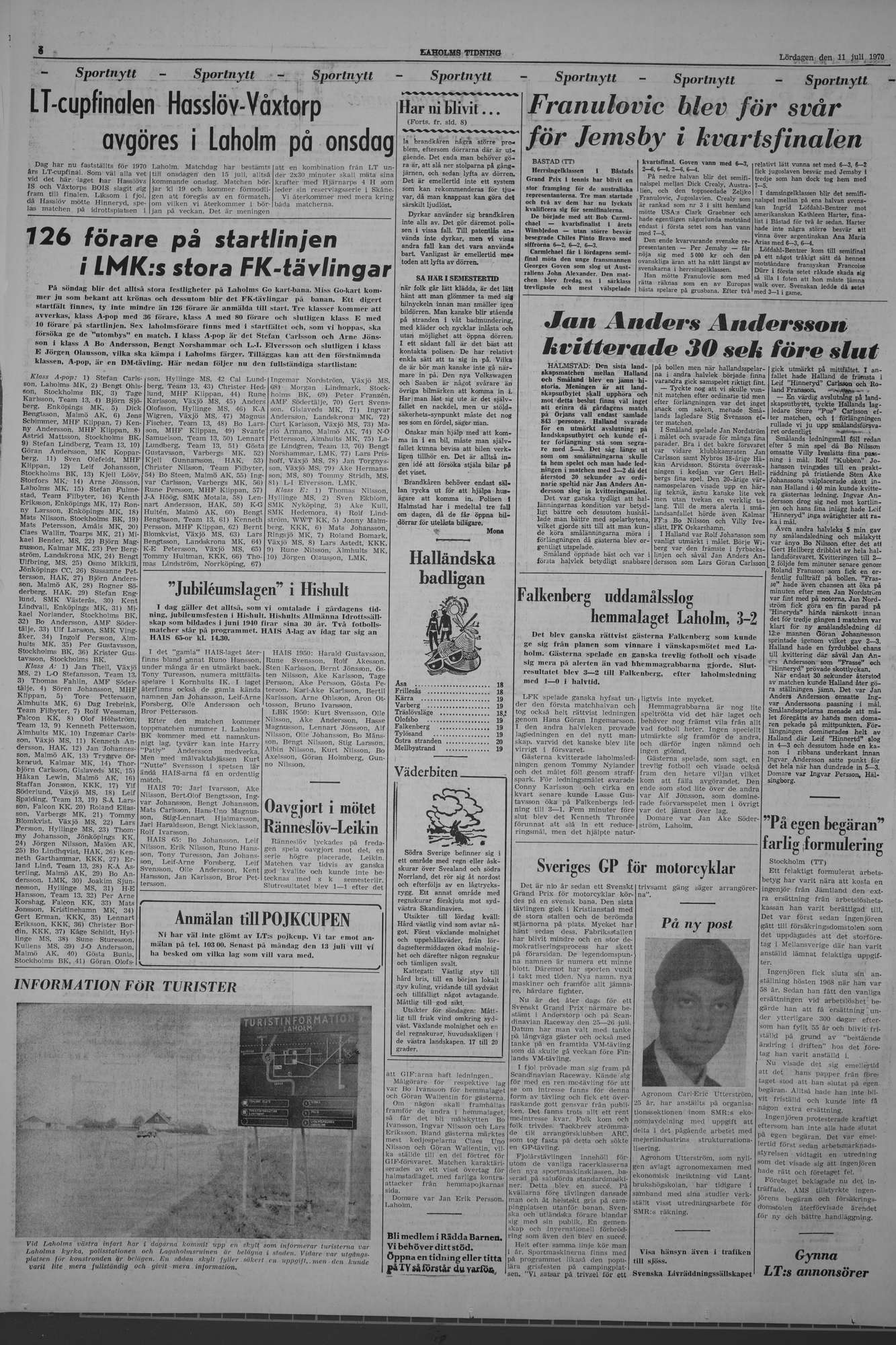 Laholms Tidning Lördag 11 juli 1970, sida 6