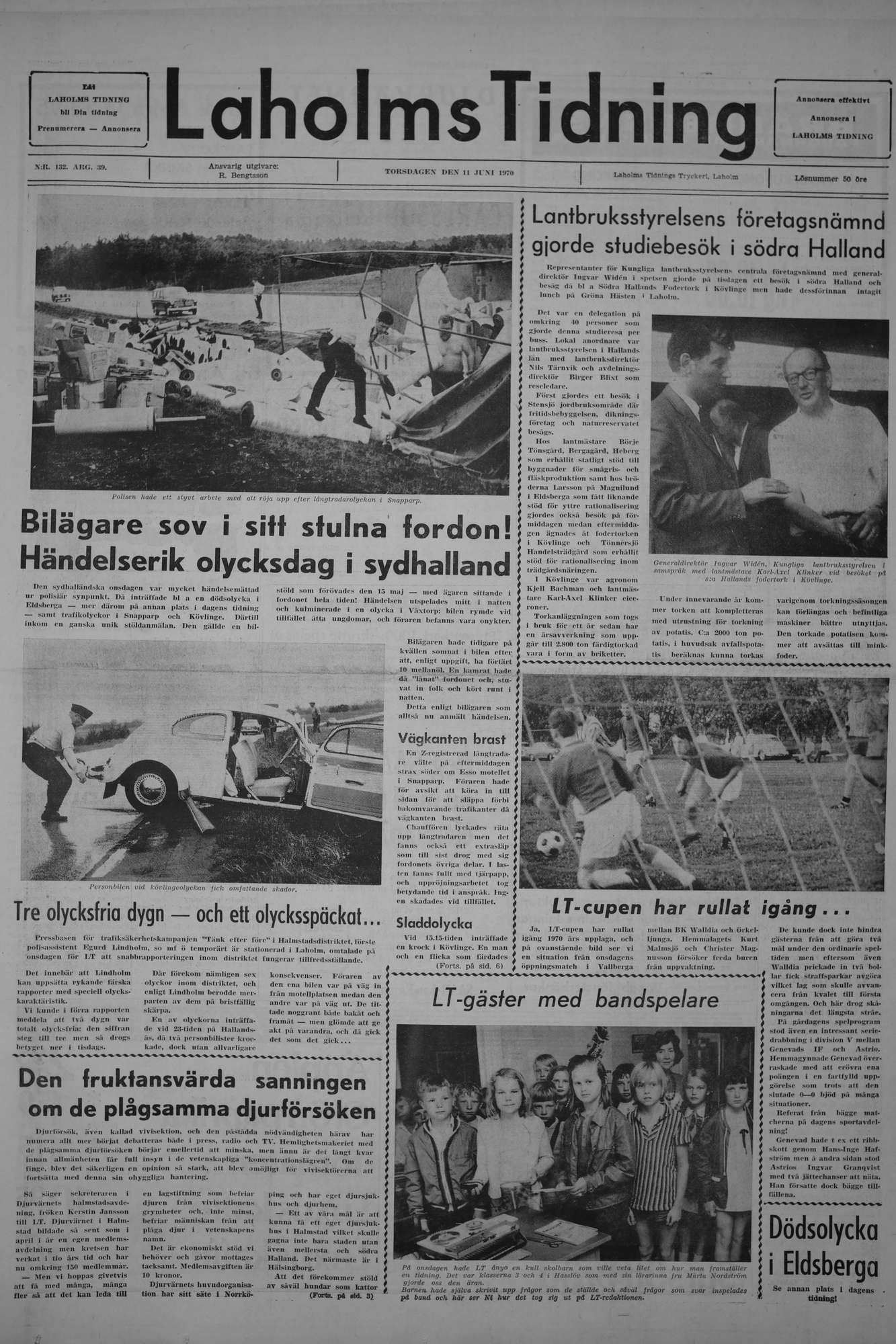 Laholms Tidning Torsdag 11 juni 1970, sida 1