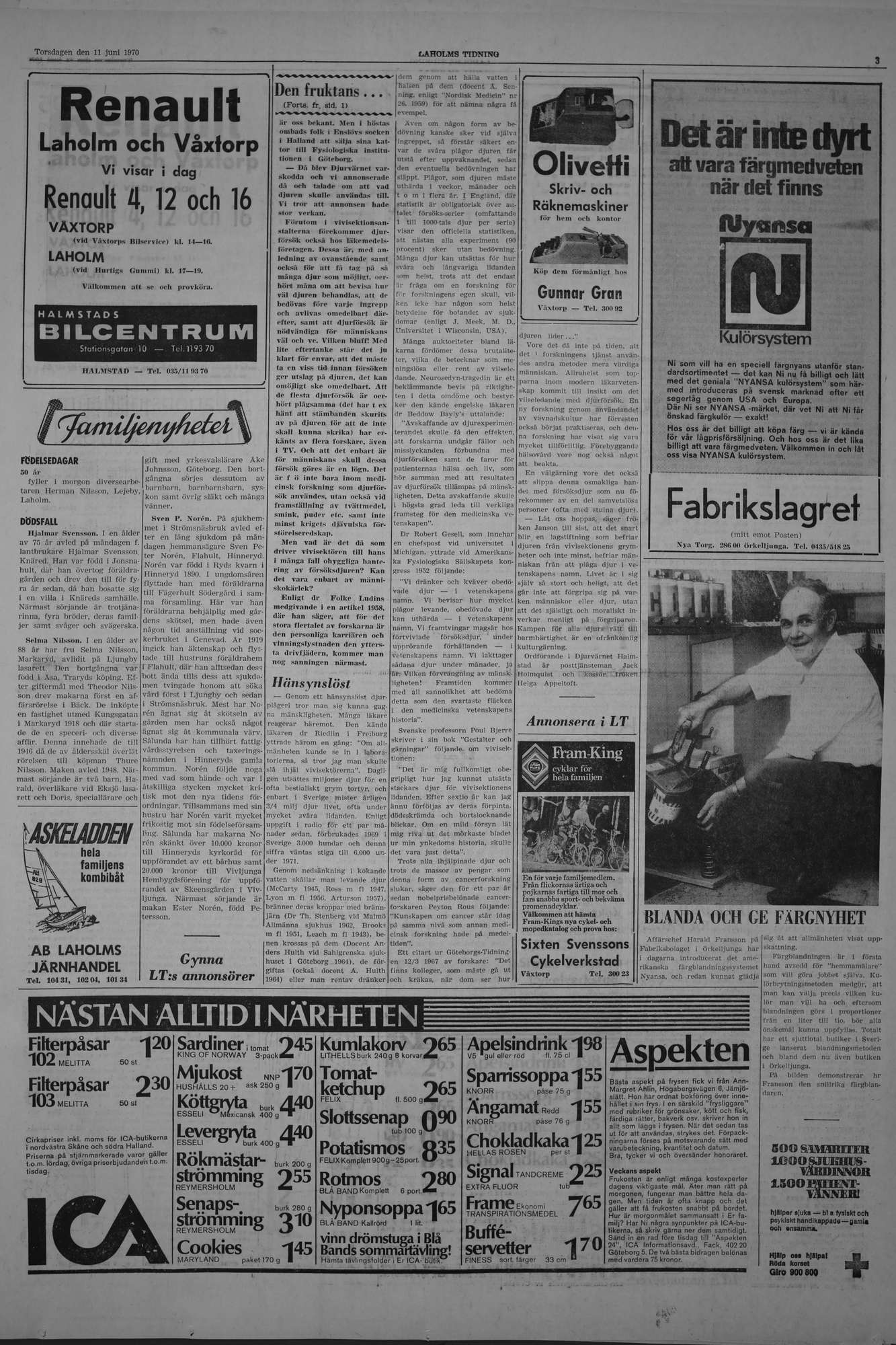 Laholms Tidning Torsdag 11 juni 1970, sida 3
