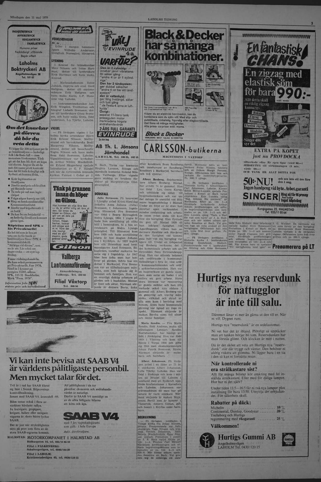 Laholms Tidning Måndag 11 maj 1970, sida 3