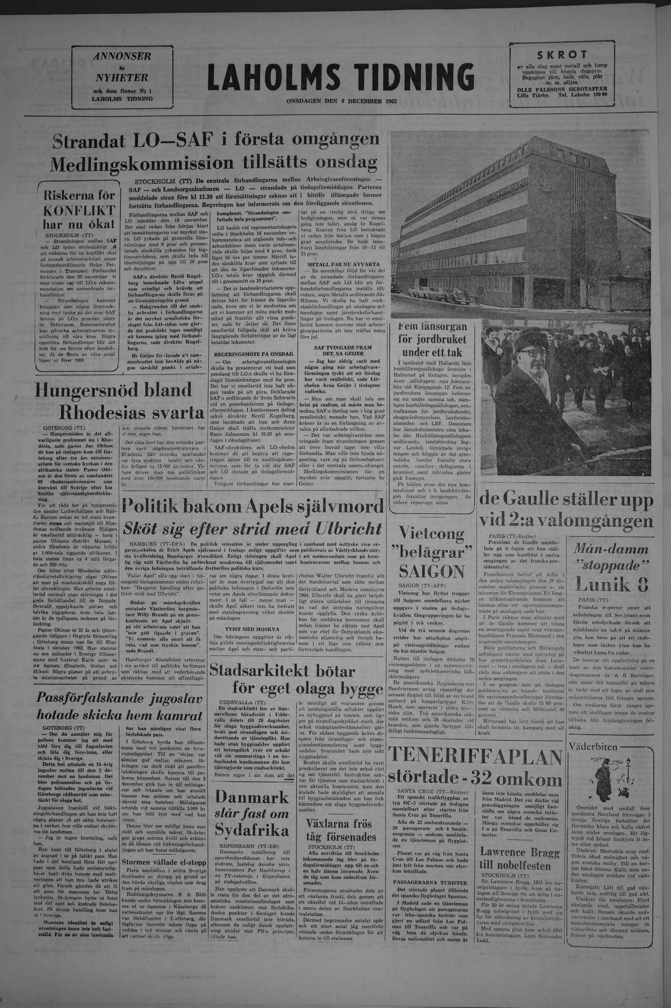 Laholms Tidning Onsdag 8 december 1965, sida 8