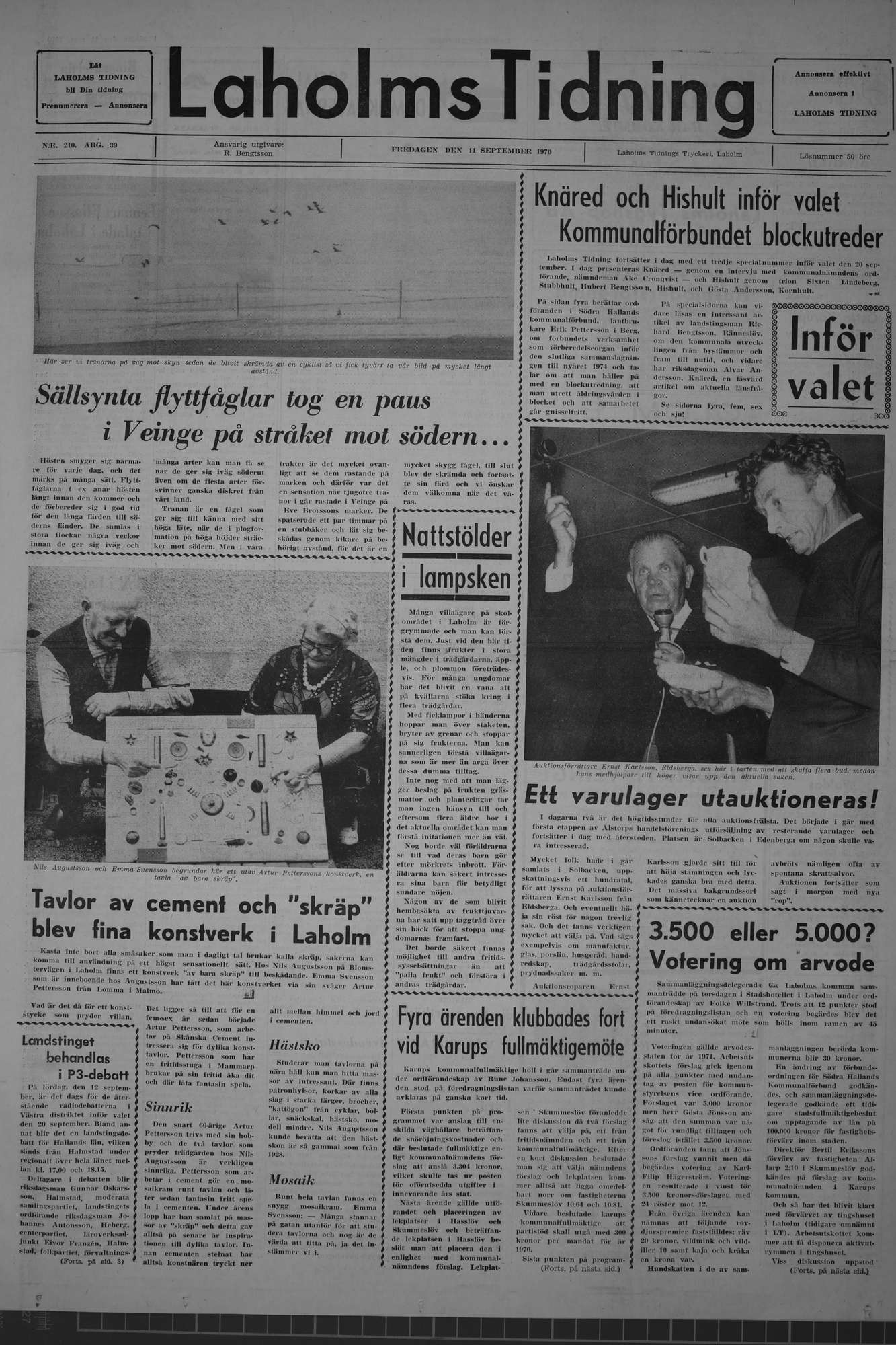 Laholms Tidning Fredag 11 september 1970, sida 1