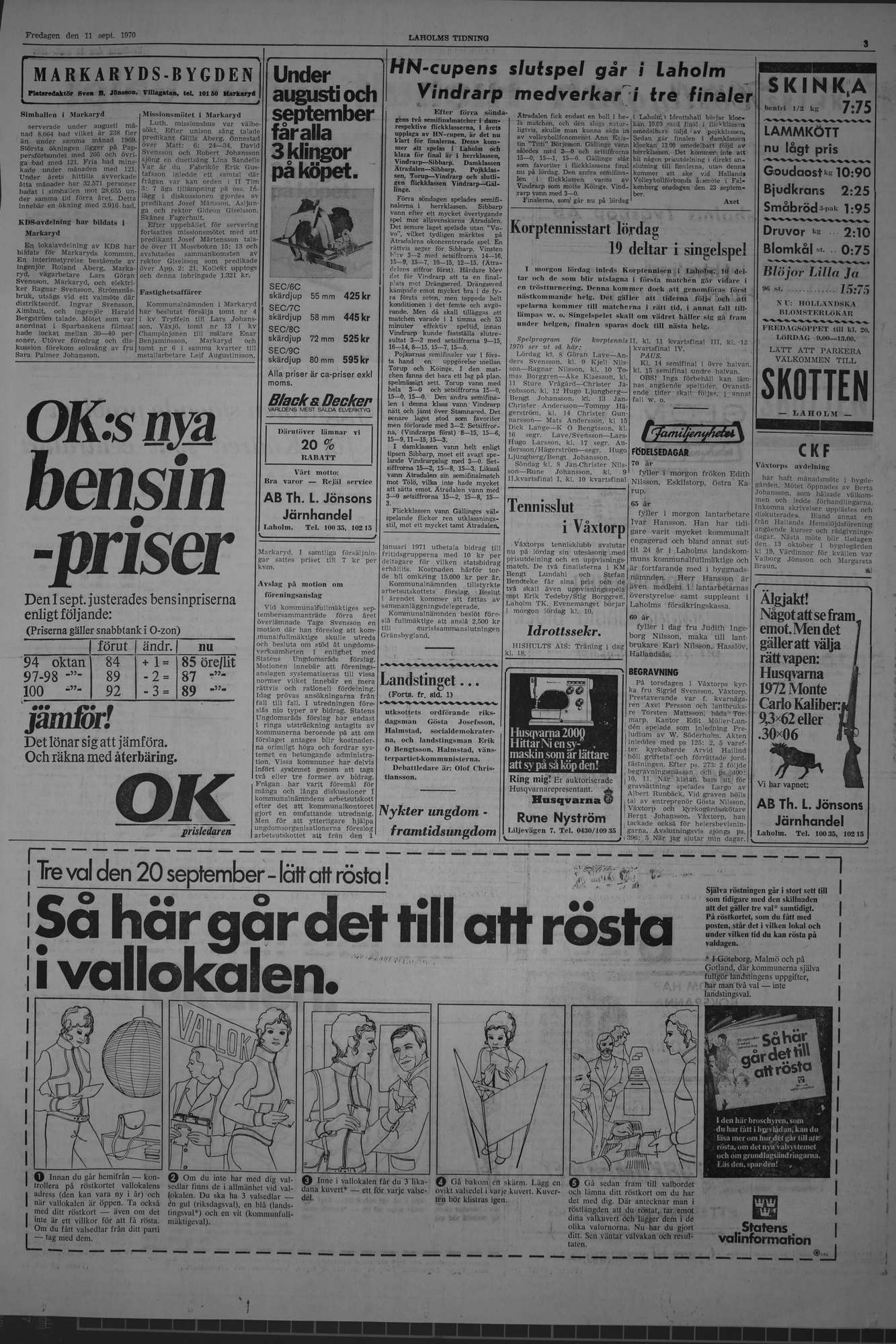 Laholms Tidning Fredag 11 september 1970, sida 3