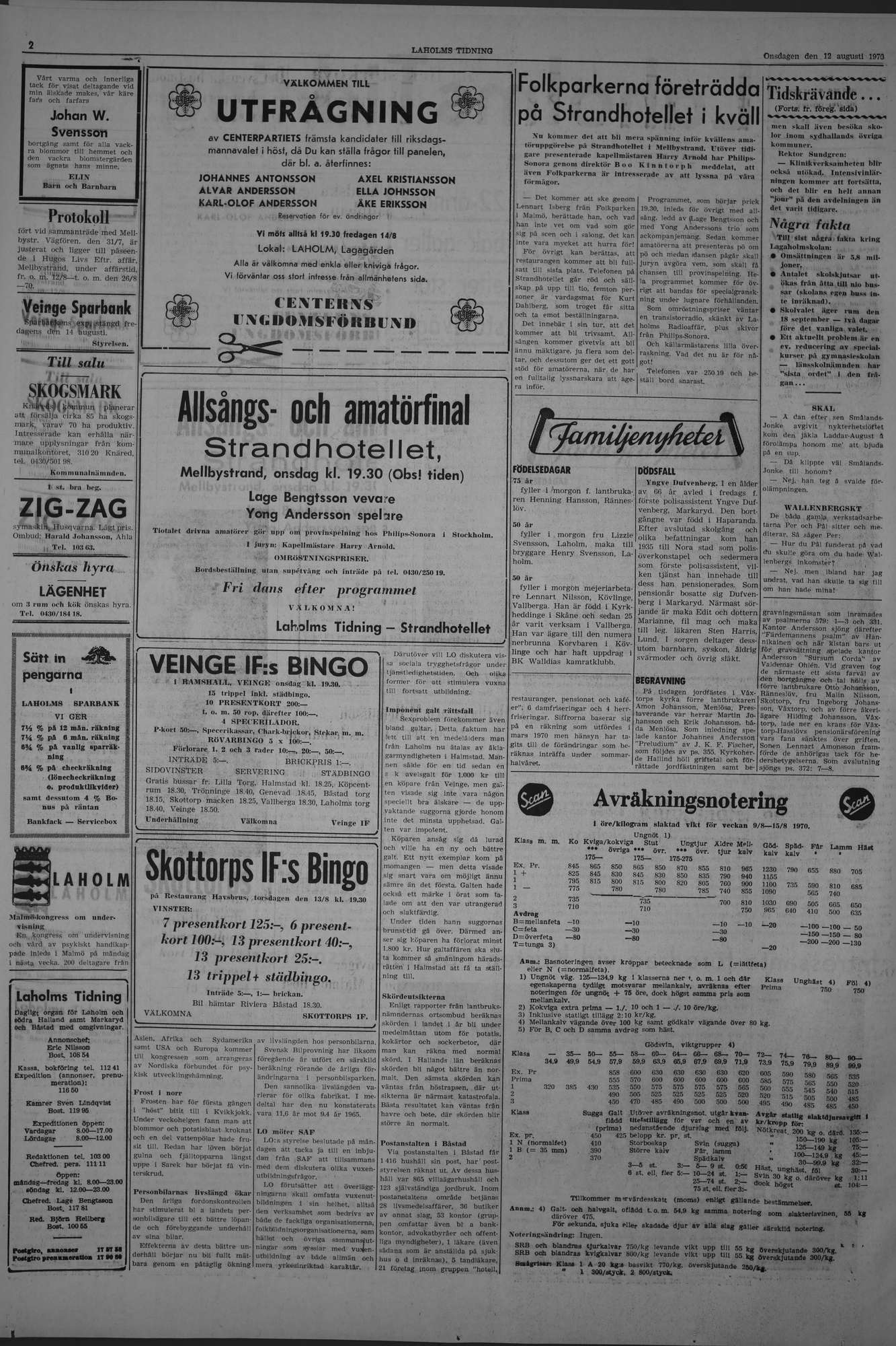 Laholms Tidning Onsdag 12 augusti 1970, sida 2