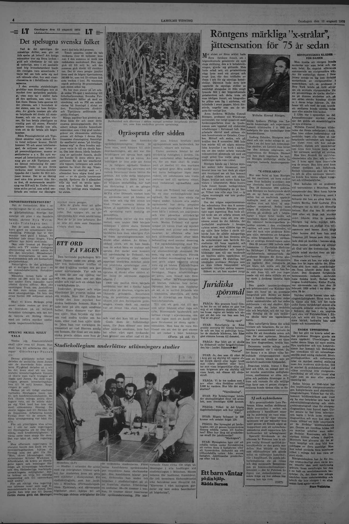 Laholms Tidning Onsdag 12 augusti 1970, sida 4