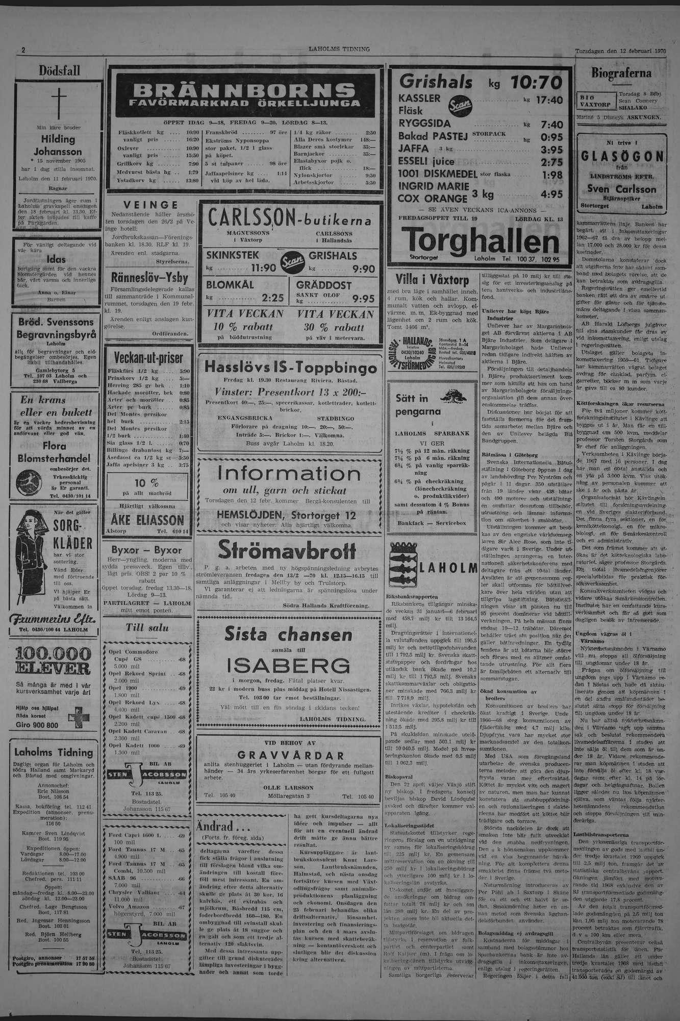 Laholms Tidning Torsdag 12 februari 1970, sida 2