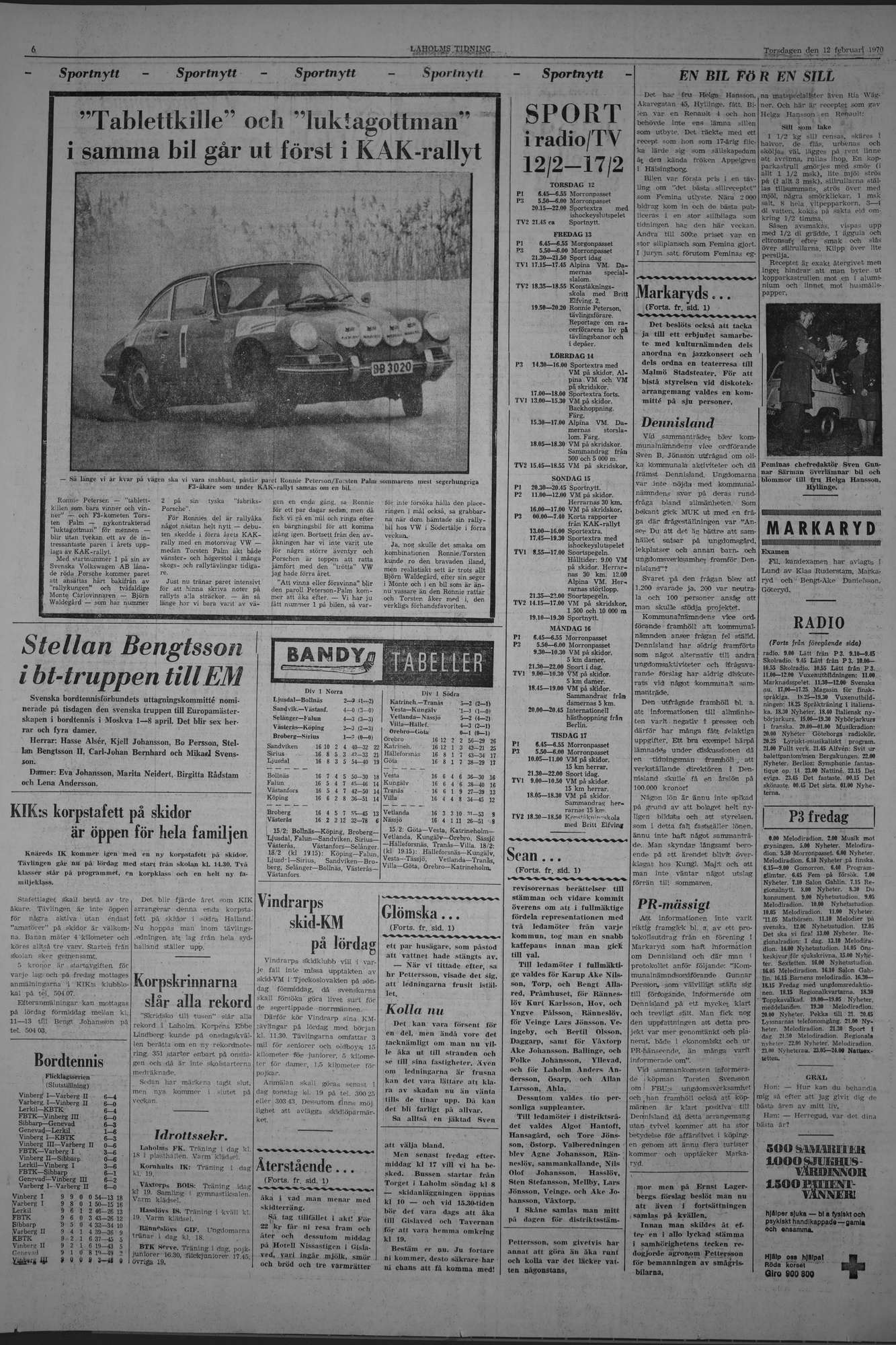 Laholms Tidning Torsdag 12 februari 1970, sida 6