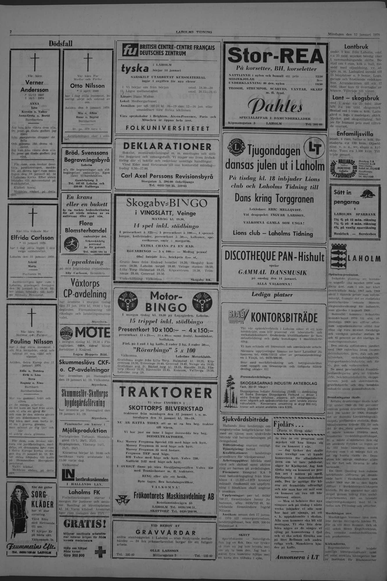 Laholms Tidning Måndag 12 januari 1970, sida 2
