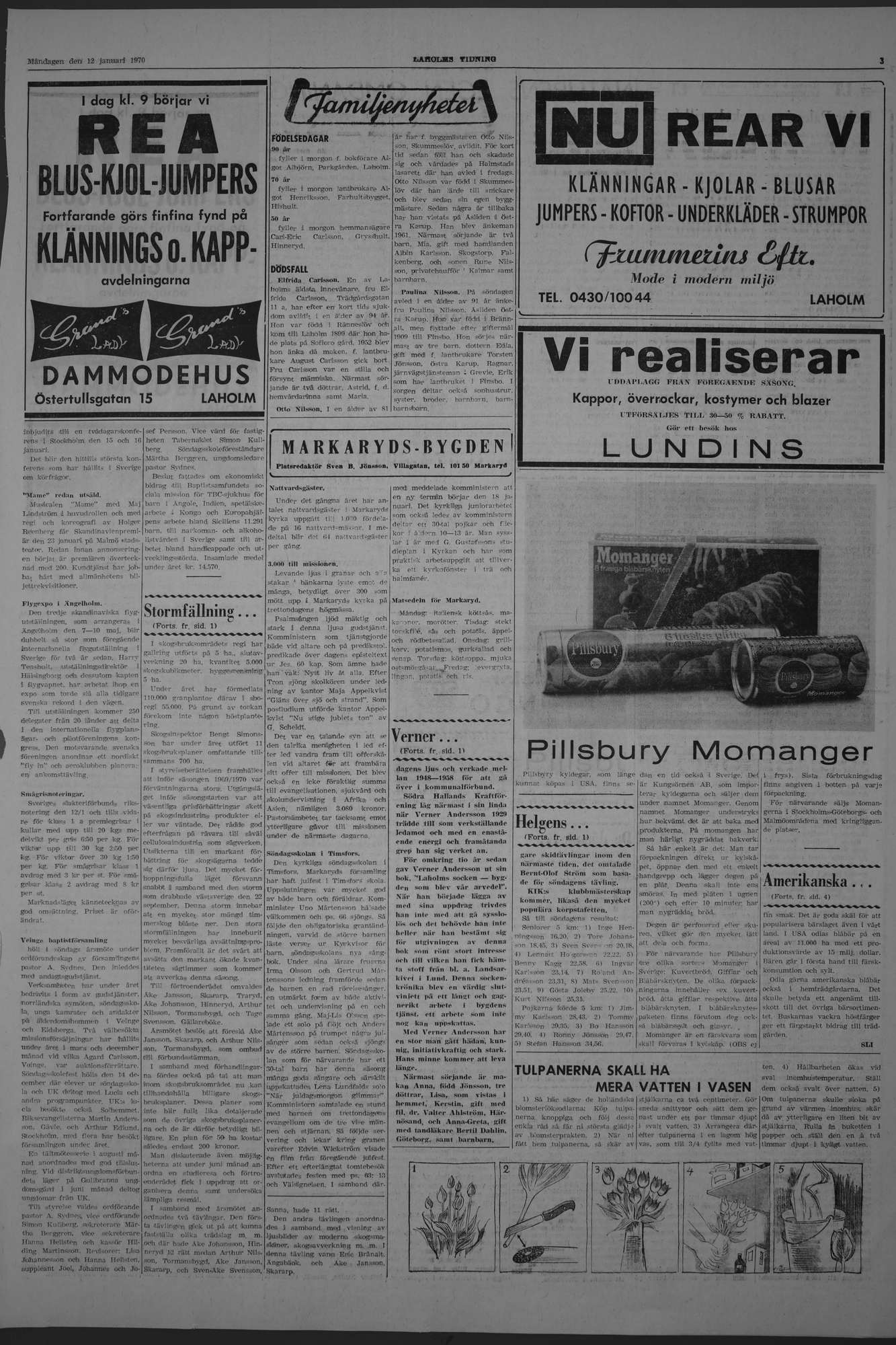Laholms Tidning Måndag 12 januari 1970, sida 3
