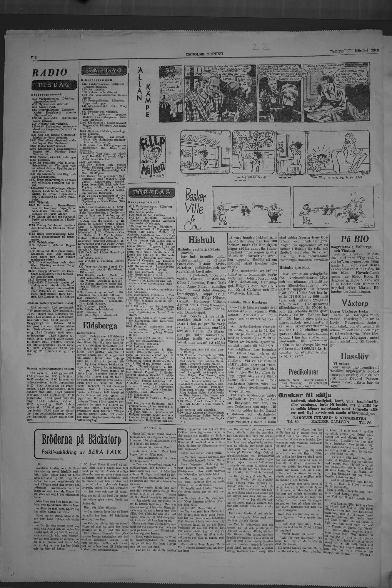 Laholms Tidning Tisdag 22 februari 1949, sida 6