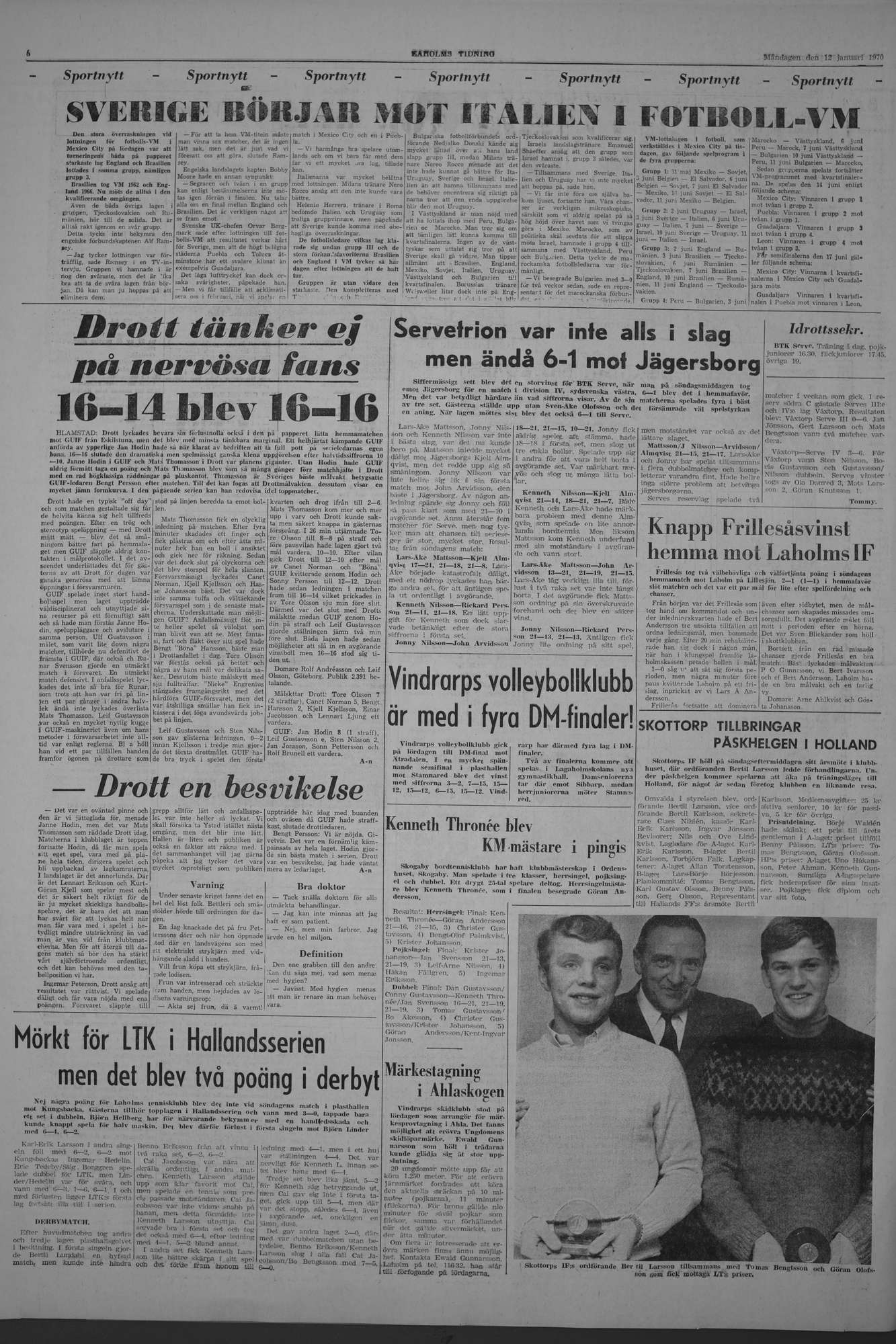 Laholms Tidning Måndag 12 januari 1970, sida 6