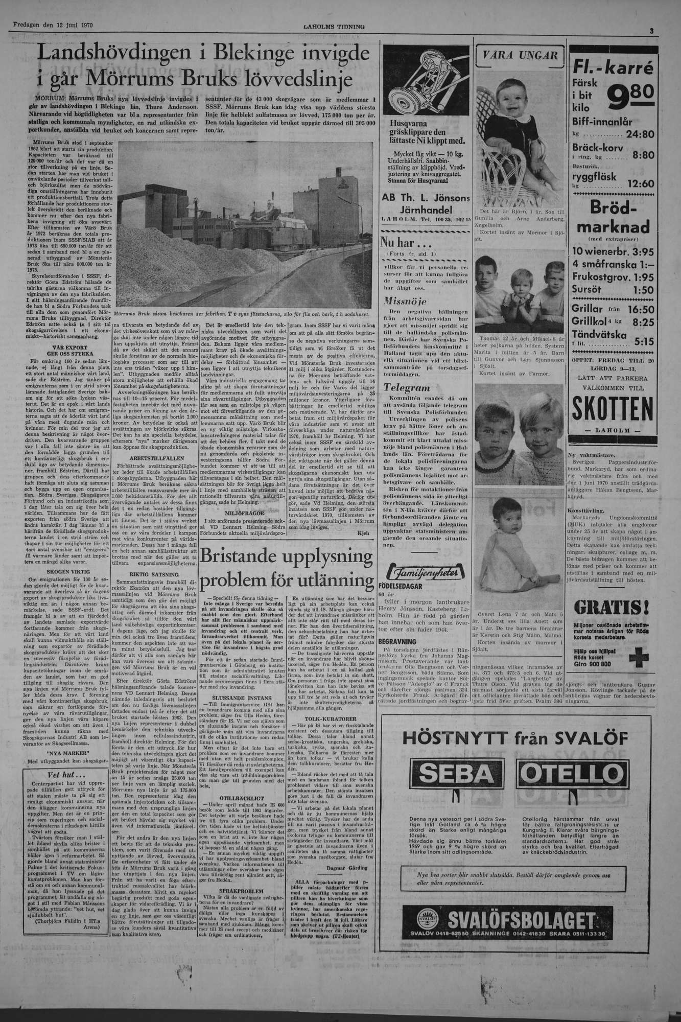 Laholms Tidning Fredag 12 juni 1970, sida 3