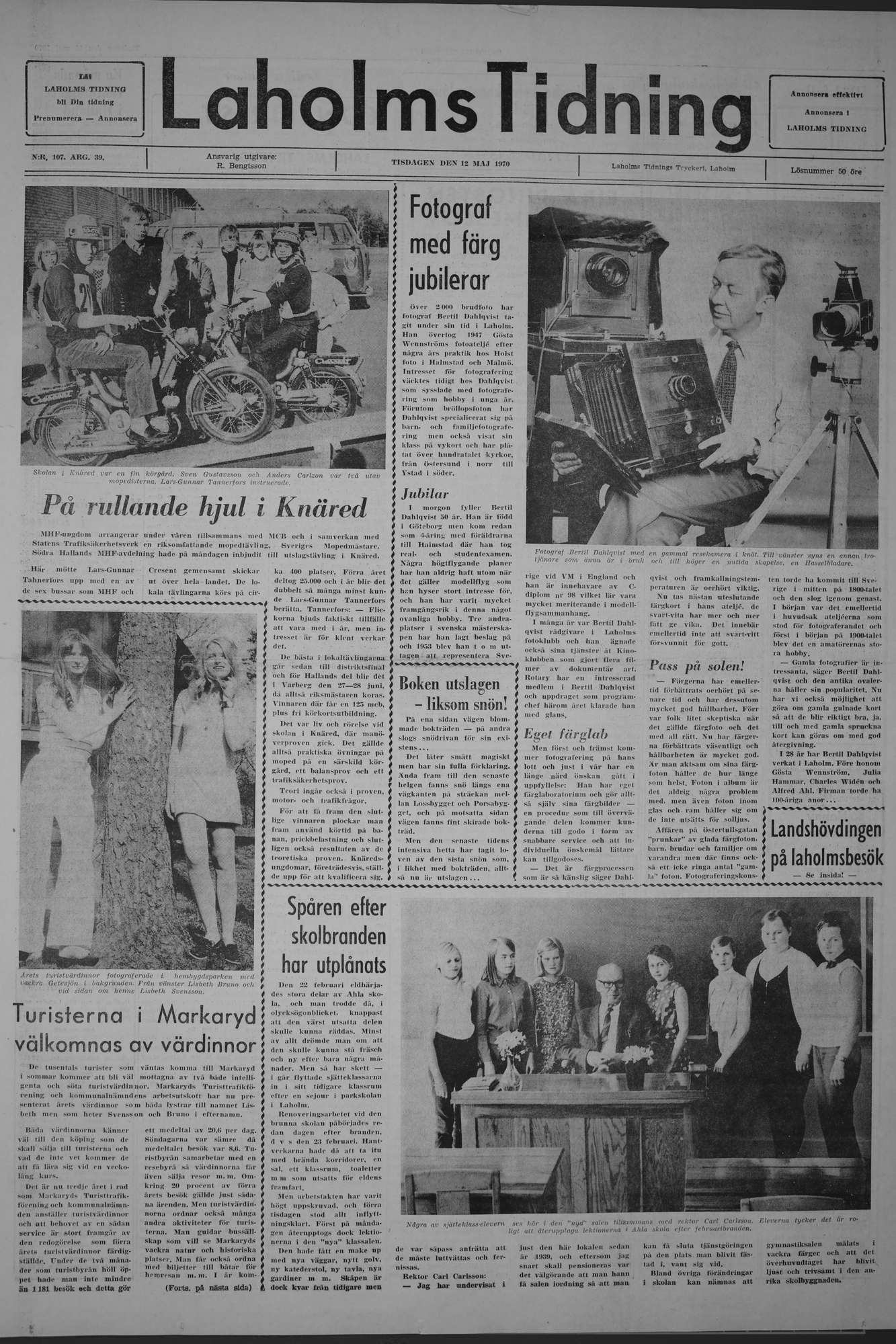 Laholms Tidning Tisdag 12 maj 1970, sida 1