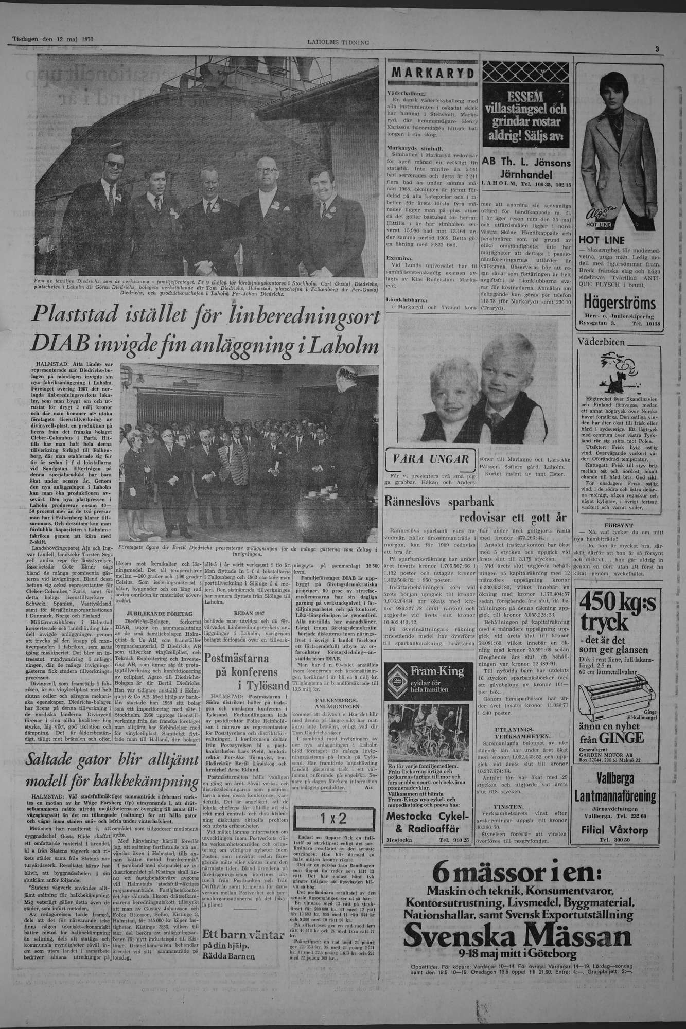 Laholms Tidning Tisdag 12 maj 1970, sida 3