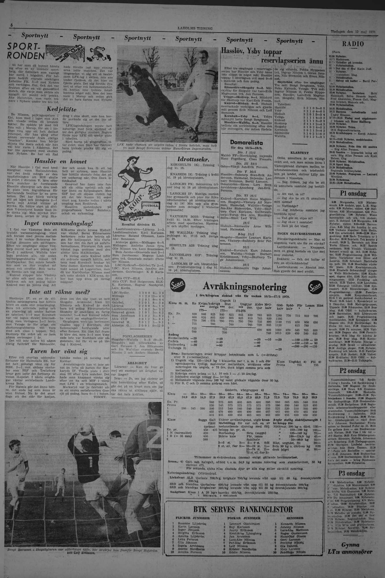 Laholms Tidning Tisdag 12 maj 1970, sida 6