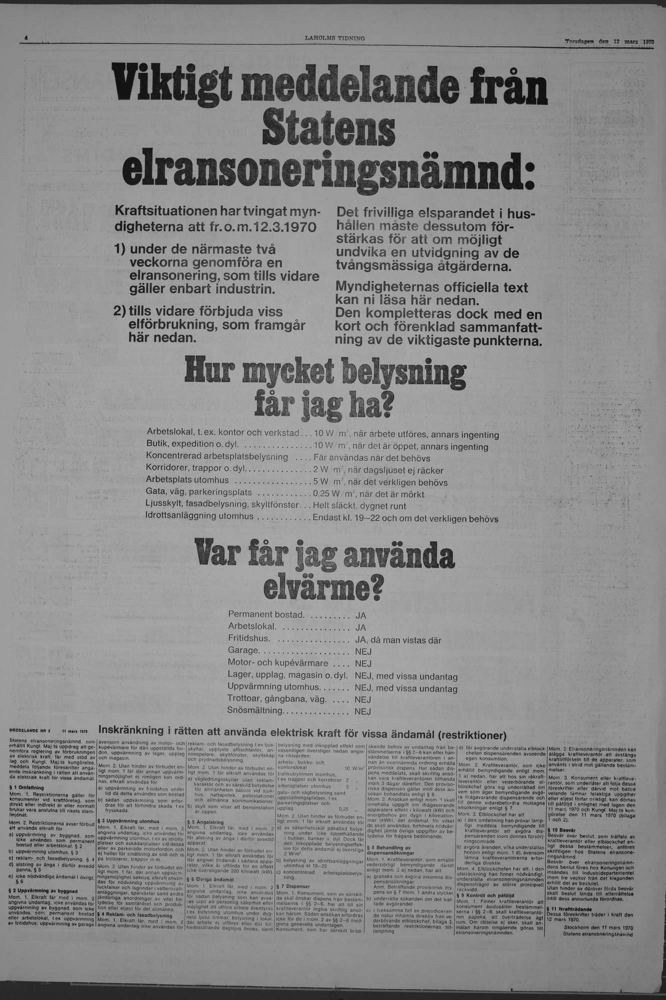Laholms Tidning Torsdag 12 mars 1970, sida 4