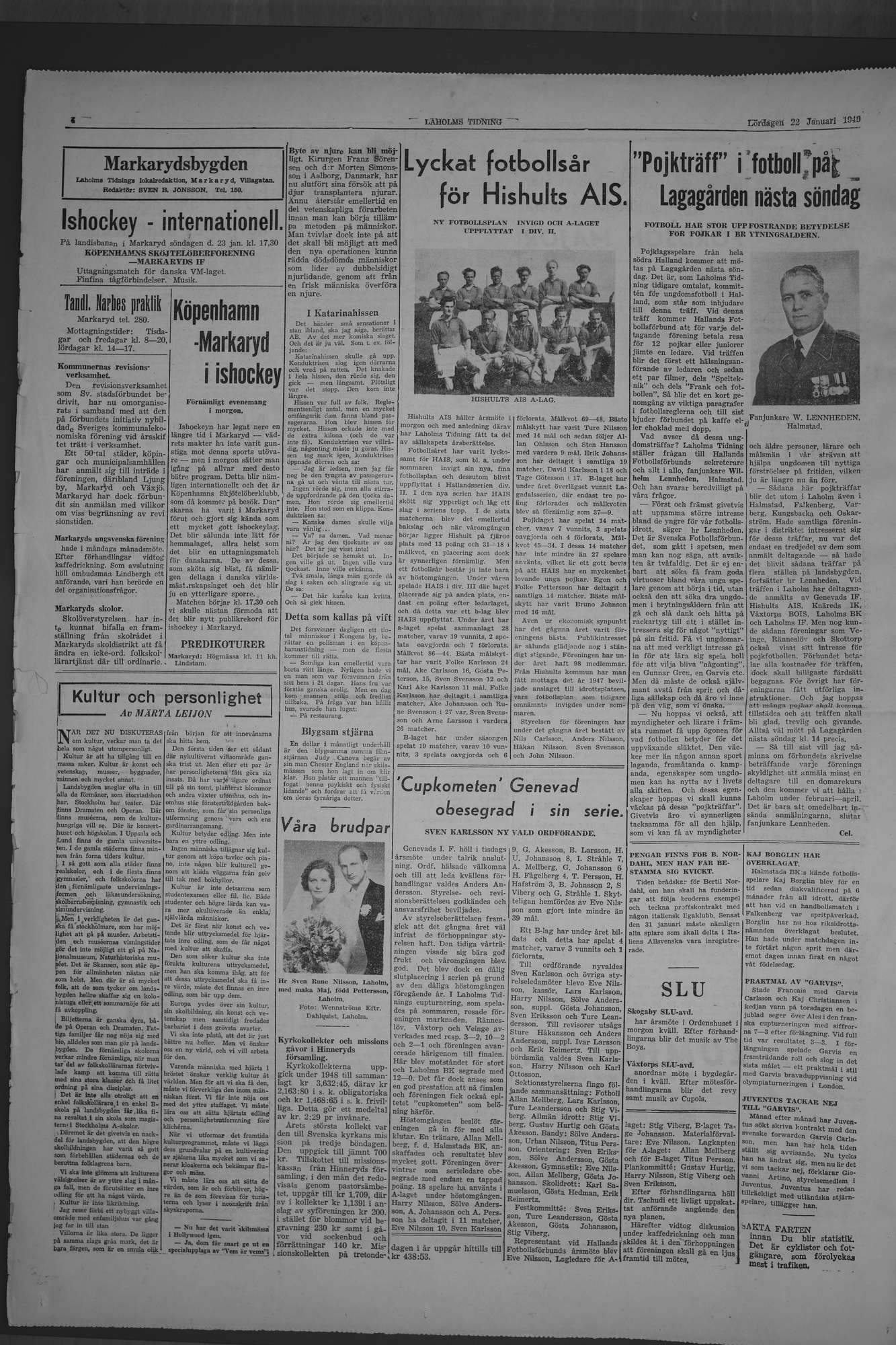 Laholms Tidning Lördag 22 januari 1949, sida 4