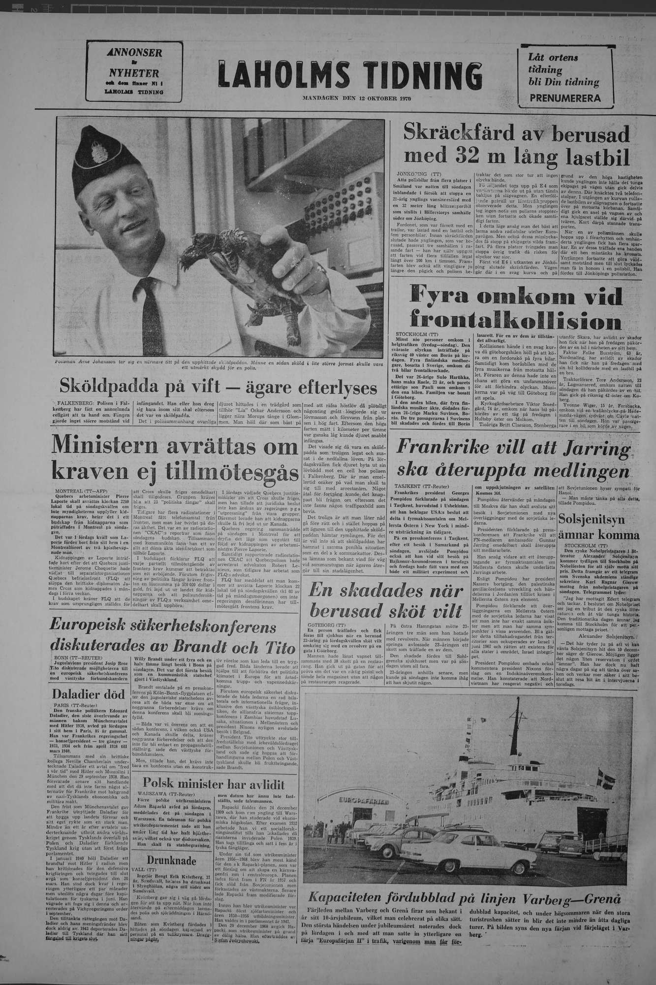 Laholms Tidning Måndag 12 oktober 1970, sida 8