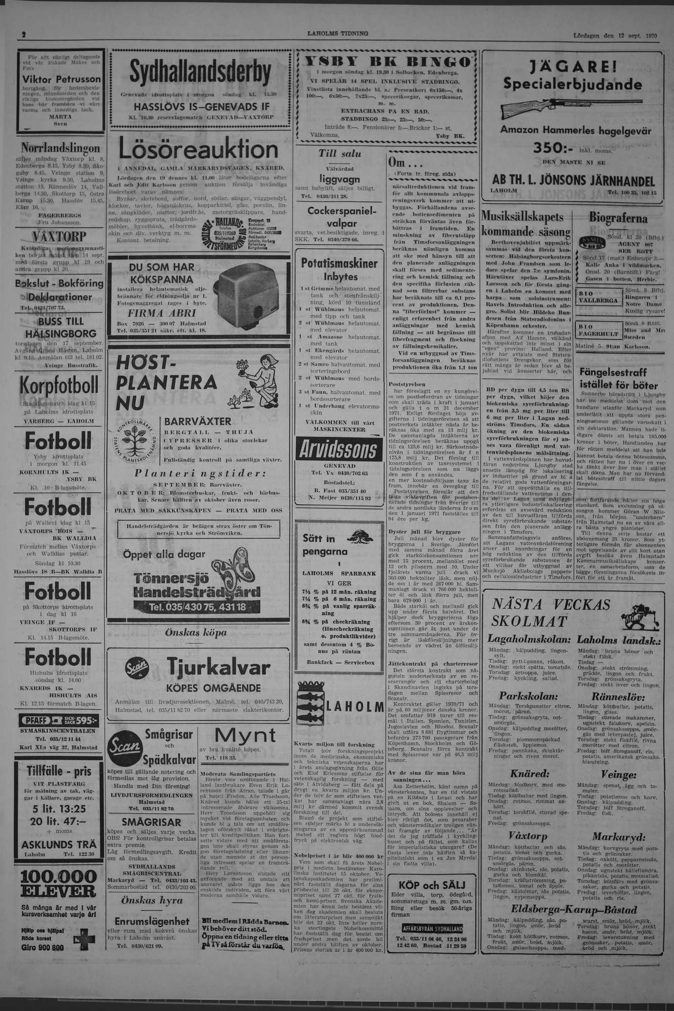 Laholms Tidning Lördag 12 september 1970, sida 2