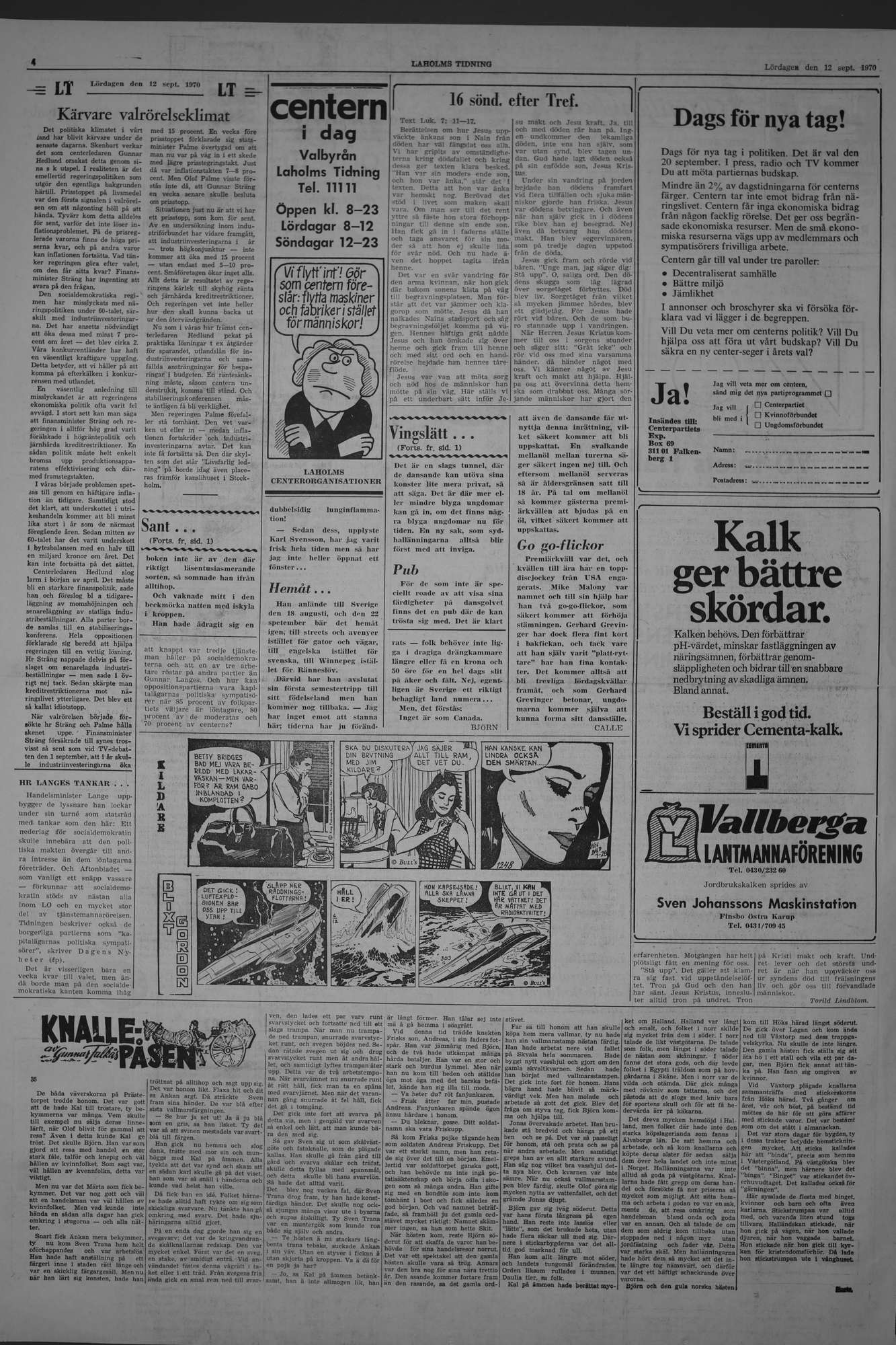 Laholms Tidning Lördag 12 september 1970, sida 4