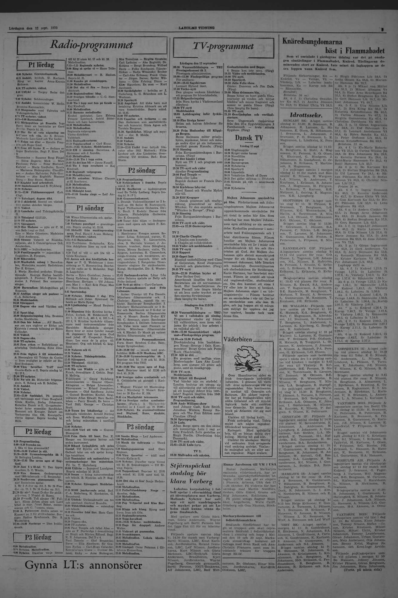 Laholms Tidning Lördag 12 september 1970, sida 5