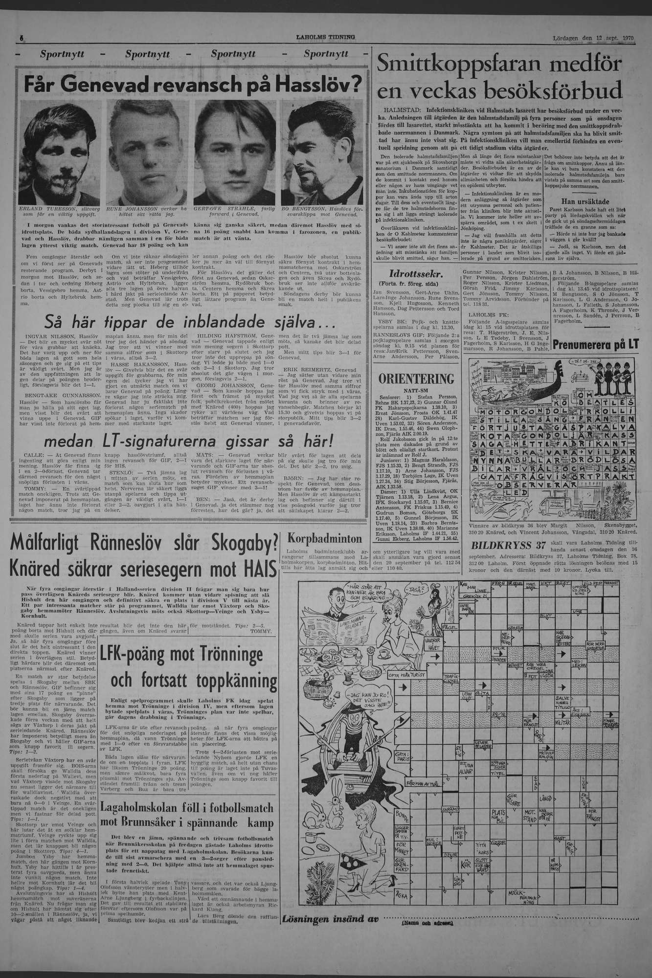 Laholms Tidning Lördag 12 september 1970, sida 6