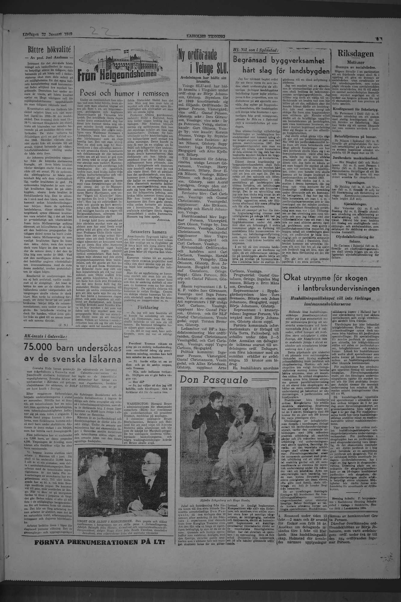 Laholms Tidning Lördag 22 januari 1949, sida 5