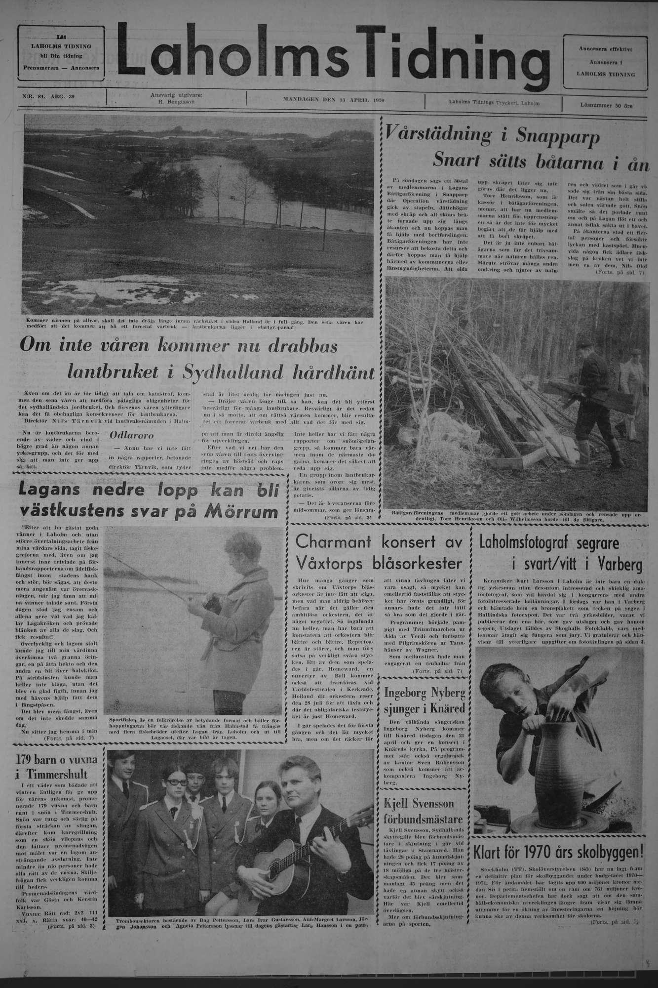 Laholms Tidning Måndag 13 april 1970, sida 1