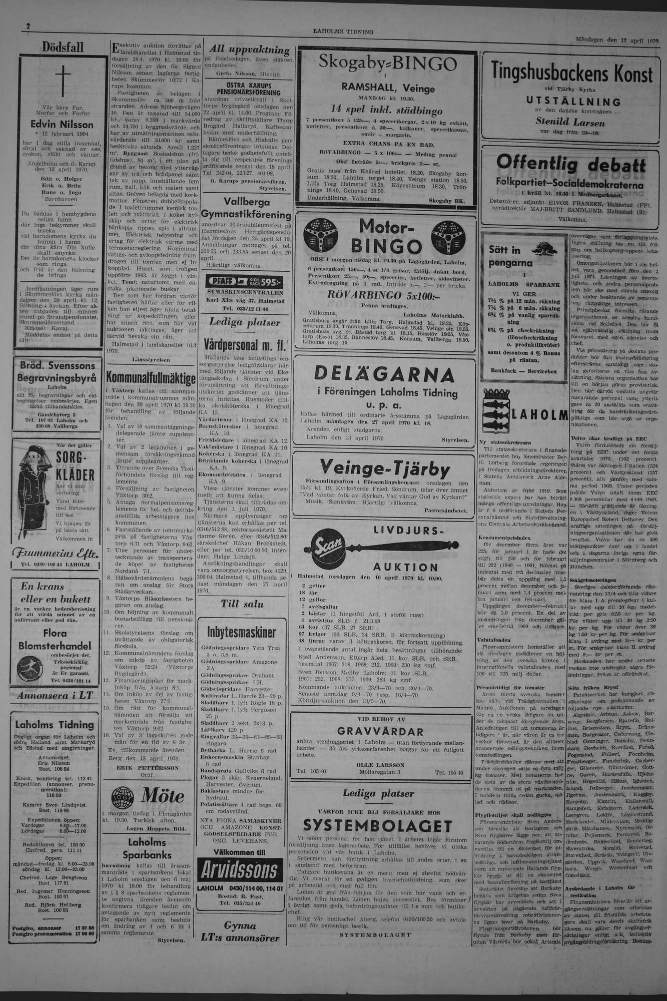 Laholms Tidning Måndag 13 april 1970, sida 2