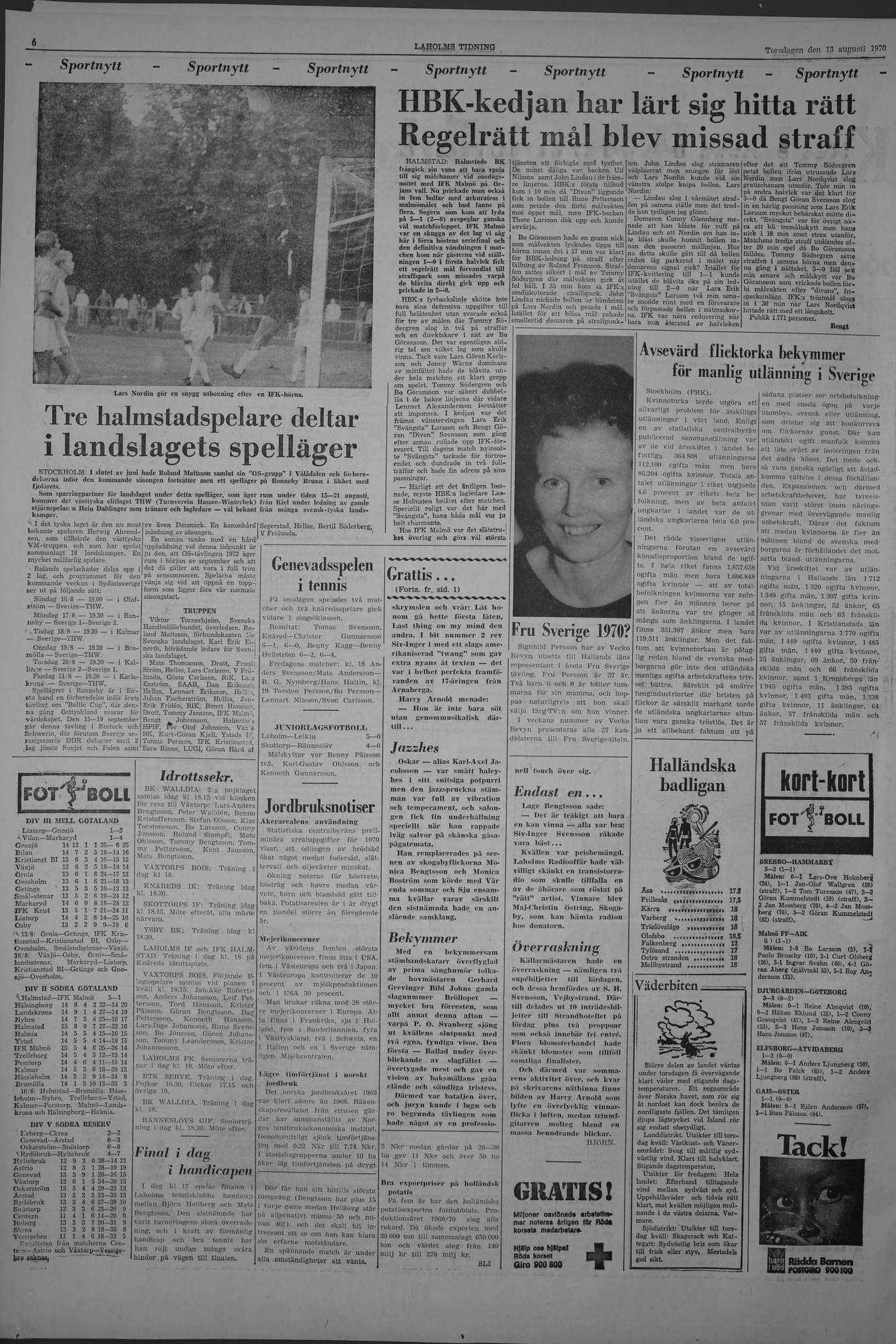 Laholms Tidning Torsdag 13 augusti 1970, sida 6