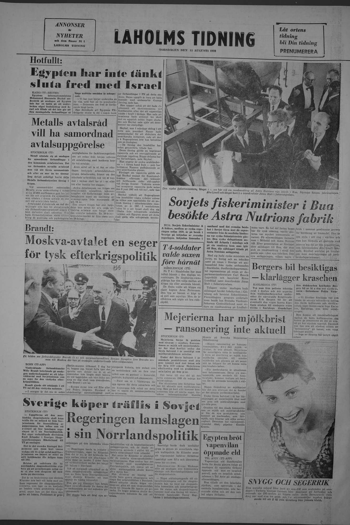 Laholms Tidning Torsdag 13 augusti 1970, sida 8