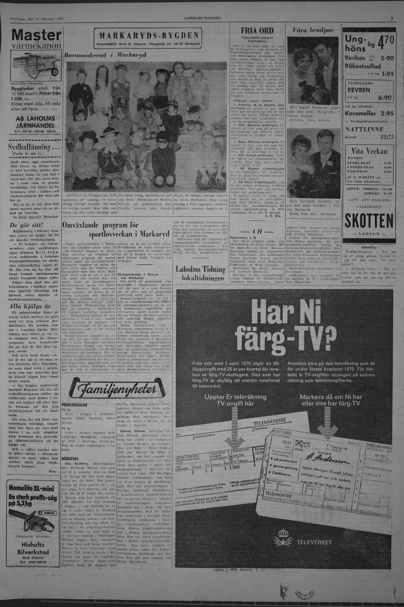 Laholms Tidning Fredag 13 februari 1970, sida 3