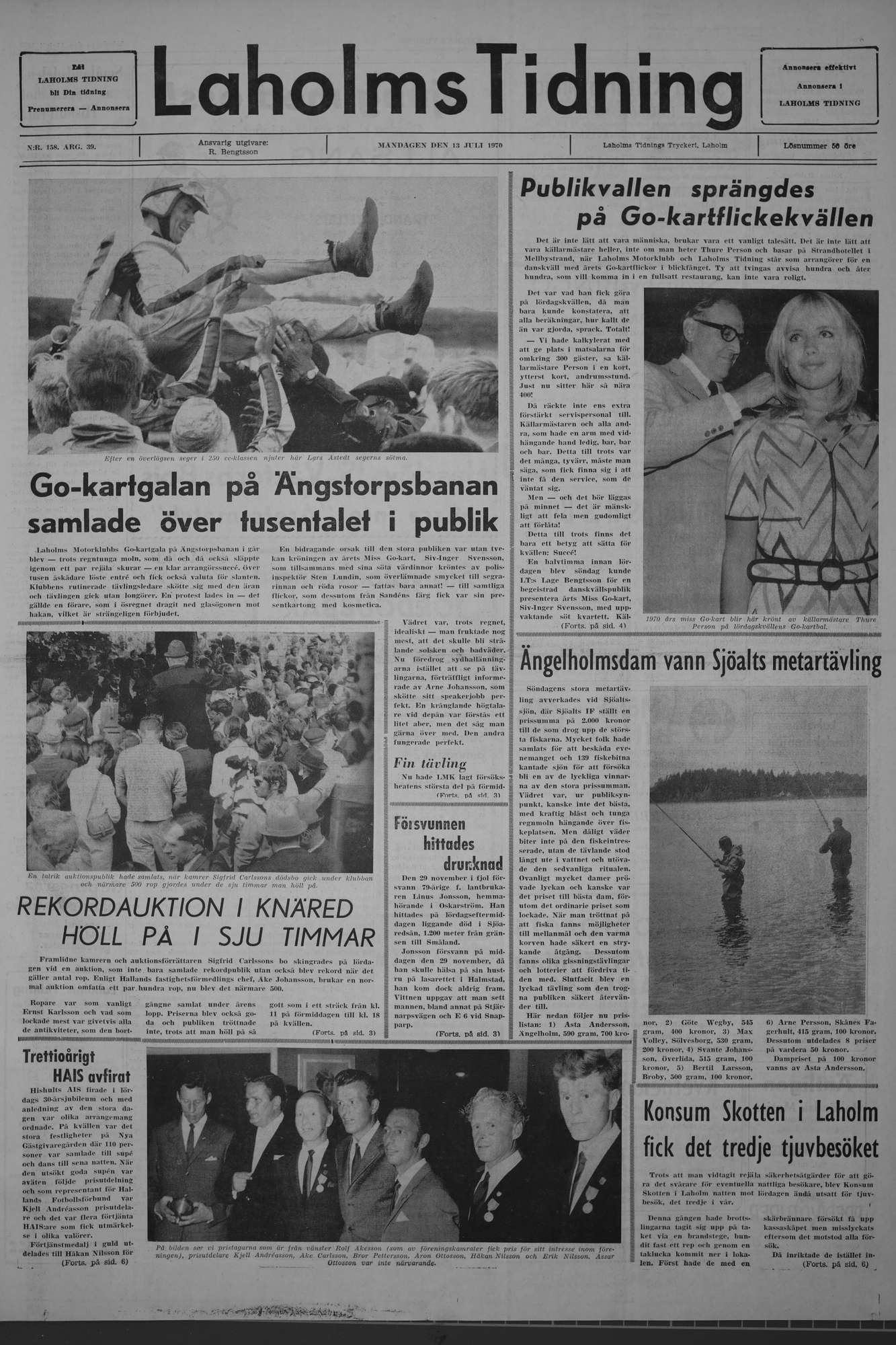 Laholms Tidning Måndag 13 juli 1970, sida 1