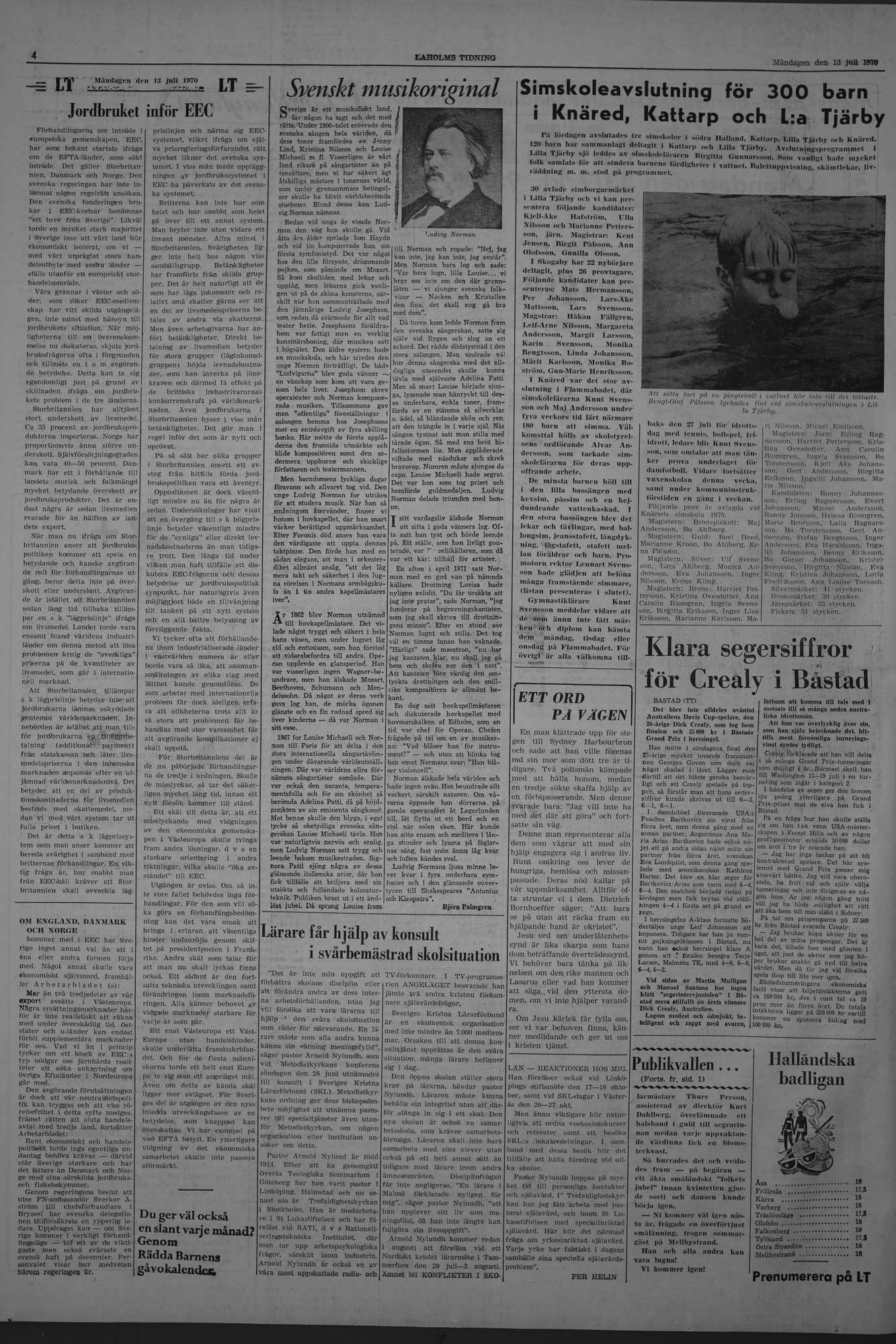 Laholms Tidning Måndag 13 juli 1970, sida 4
