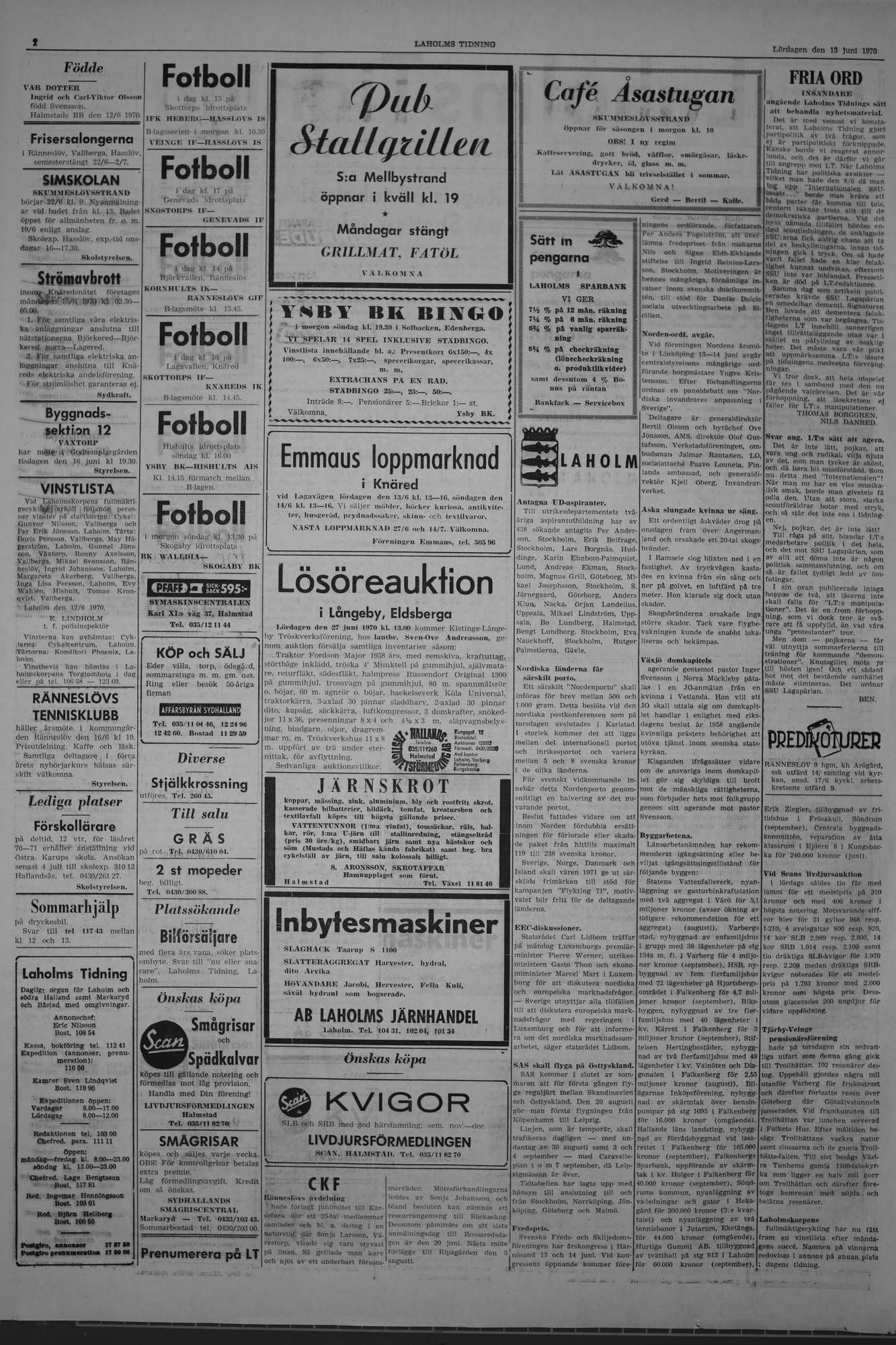 Laholms Tidning Lördag 13 juni 1970, sida 2